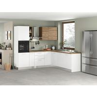 Eckküche Dafne Mit Geräte 250x225 Cm Weiß/nussbaum Dekor - Eichefarben/Magnolie, LIFESTYLE, Holzwerkstoff/Kunststoff (250/225cm) - MID.YOU
