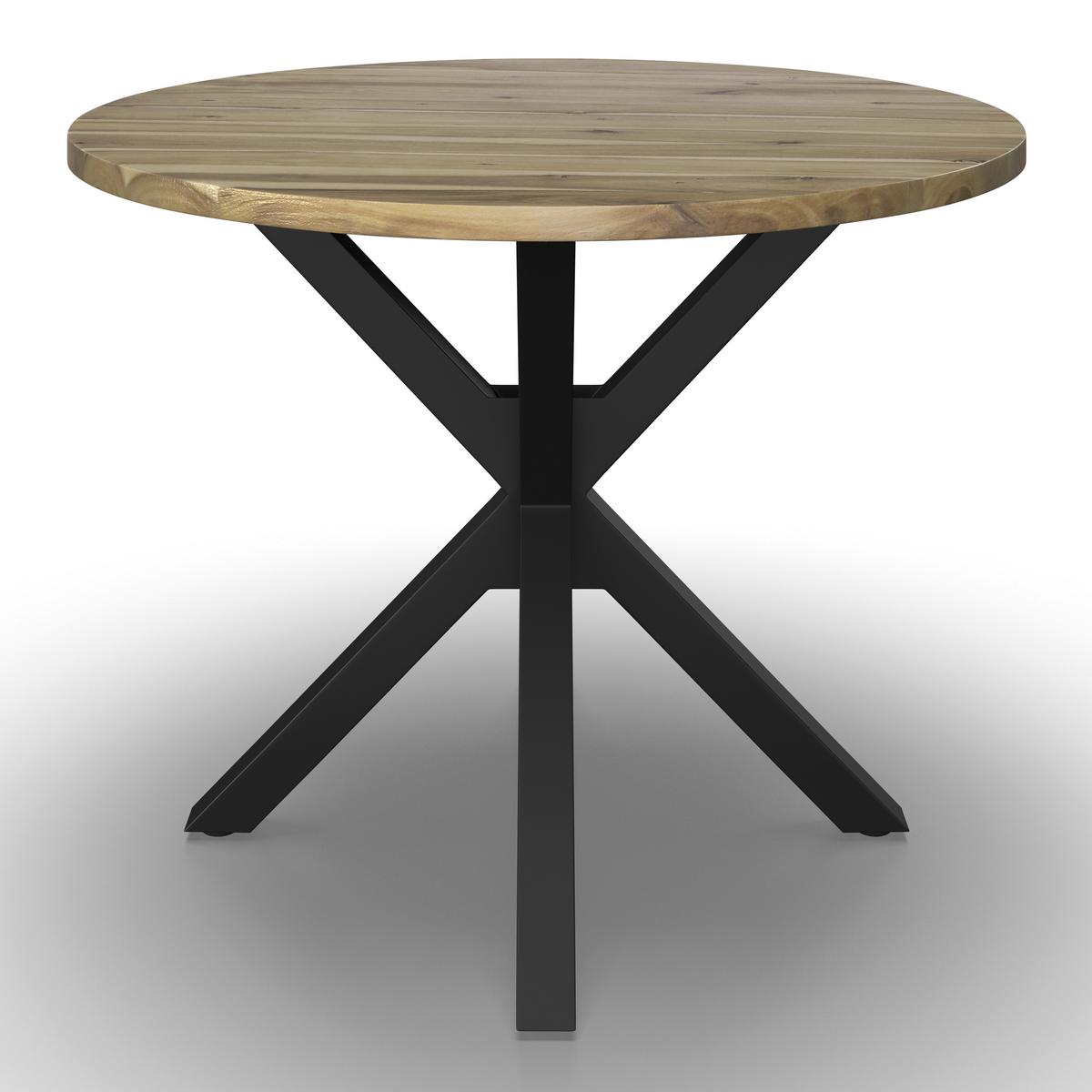 Jídelní stůl GEMMA 100 - černá/barvy akácie, Moderní, kov/dřevo (100/76cm) - Bessagi Home