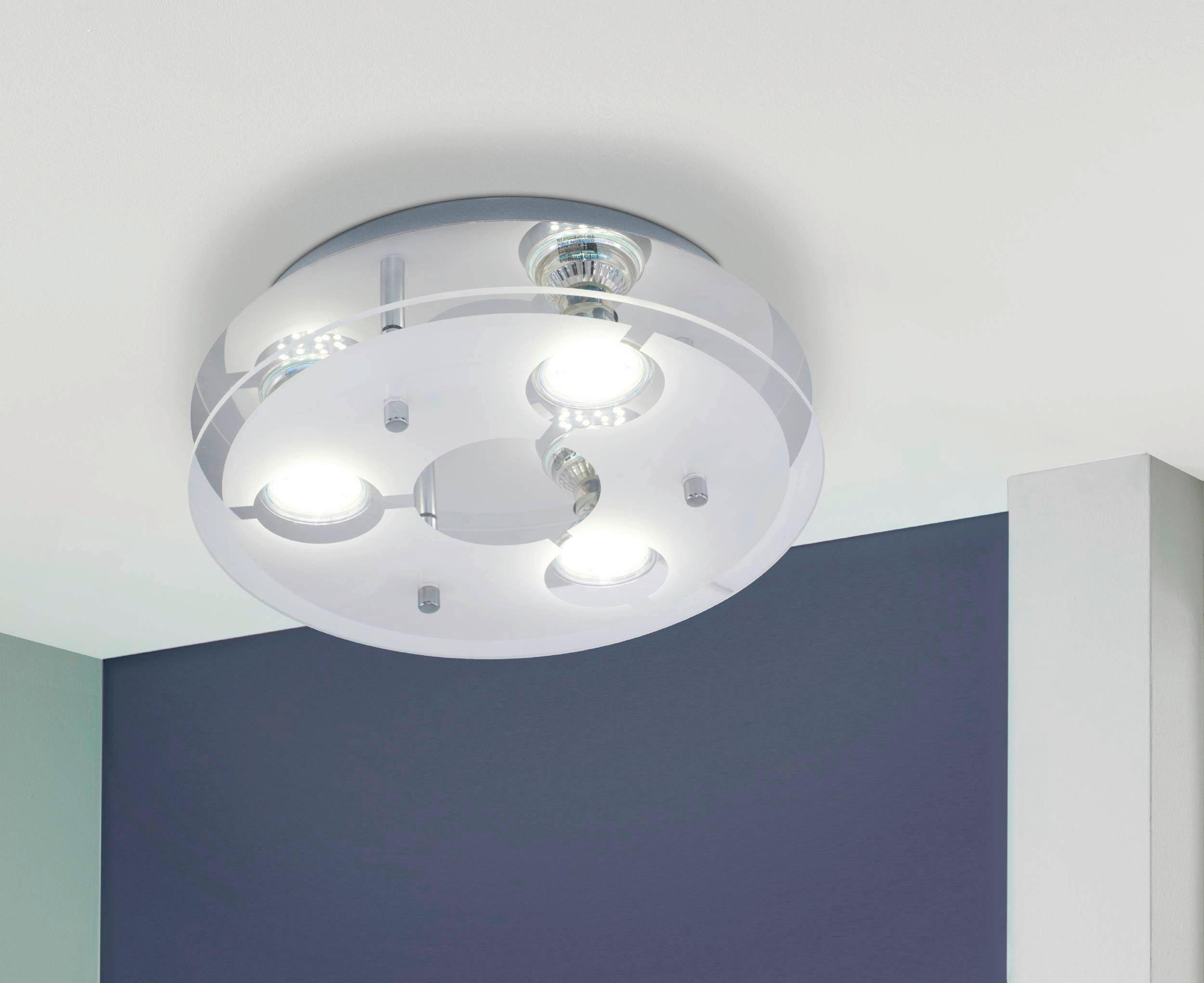 LED-Deckenleuchte Cabi Ø 27 cm 3-Flammig - Chromfarben/Weiß, Basics, Glas/Metall (27/8,5cm) - Eglo