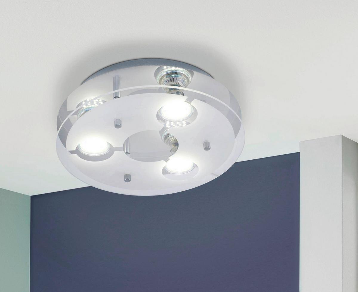 Led-deckenleuchte Cabi Ø 27 Cm 3-Flammig - Chromfarben/Weiß, Basics, Glas/Metall (27/8,5cm) - Eglo