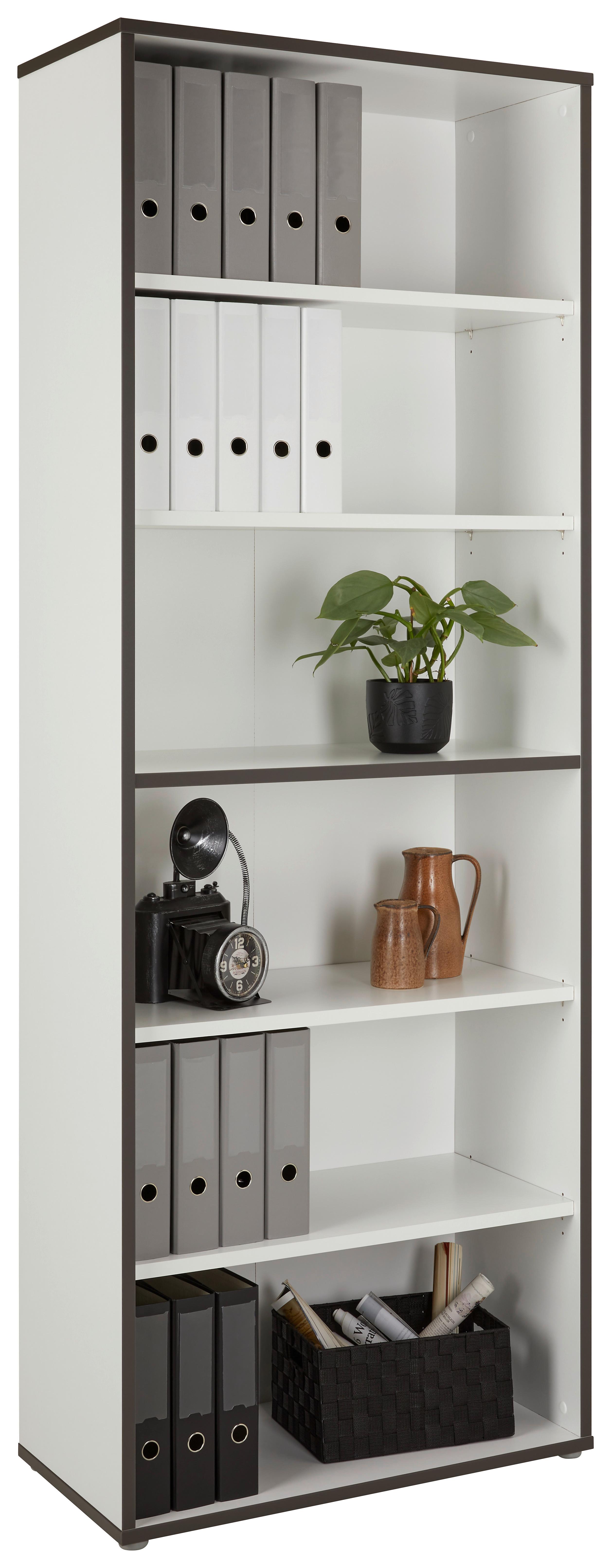 Regál KEFLAVIK -EXKLUSIV- - šedá/bílá, Moderní, kompozitní dřevo (84,5/226,5/41,5cm) - Mömax