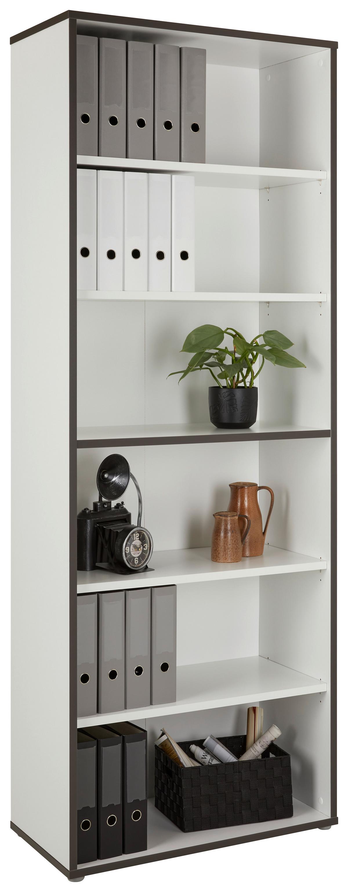Regál KEFLAVIK -EXKLUSIV- - šedá/bílá, Moderní, kompozitní dřevo (84,5/226,5/41,5cm) - Mömax