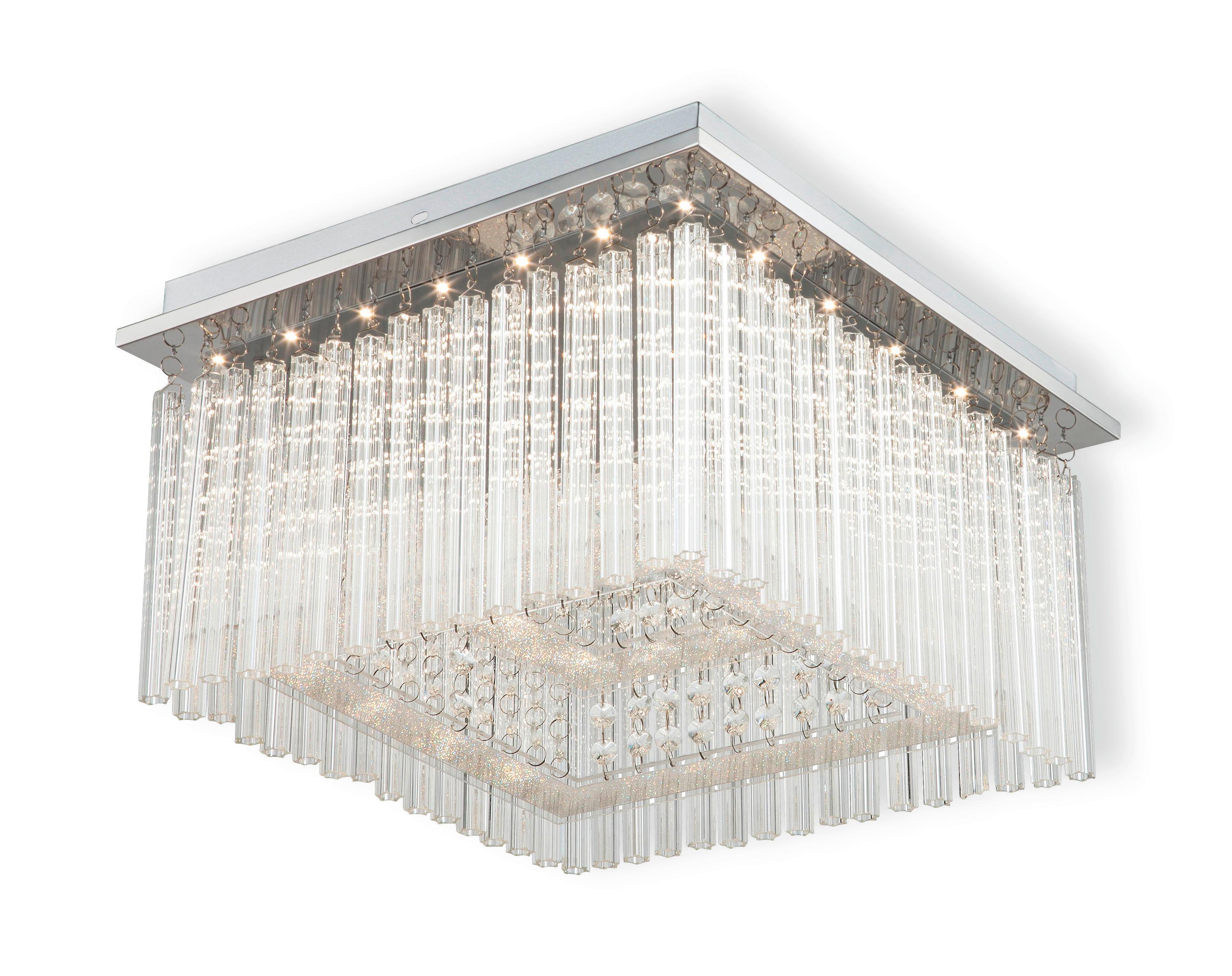 Deckenleuchte Ranya L: 36 cm mit Acrylglasbehang - Klar/Chromfarben, MODERN, Glas/Kunststoff (36/36/22,4cm) - Luca Bessoni