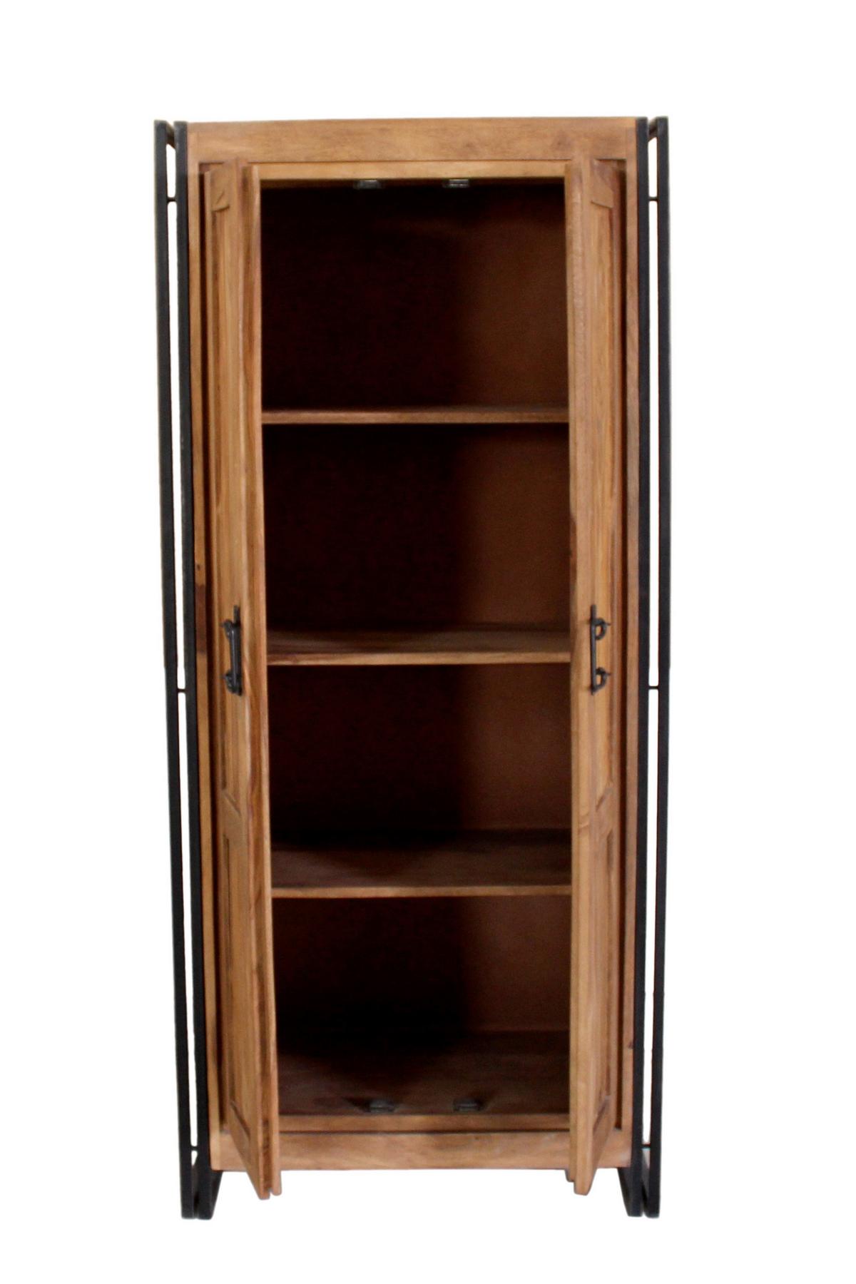 GARDEROBENSCHRANK Naturfarben/Schwarz B: 80cm - Schwarz/Naturfarben, Design, Holz/Metall (80/180/45cm) - MID.YOU