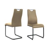 Stuhl-set Lederlook Taupe, B: 42cm - Taupe/Schwarz, Design, Kunststoff/Textil (42/98/56cm) - Livetastic