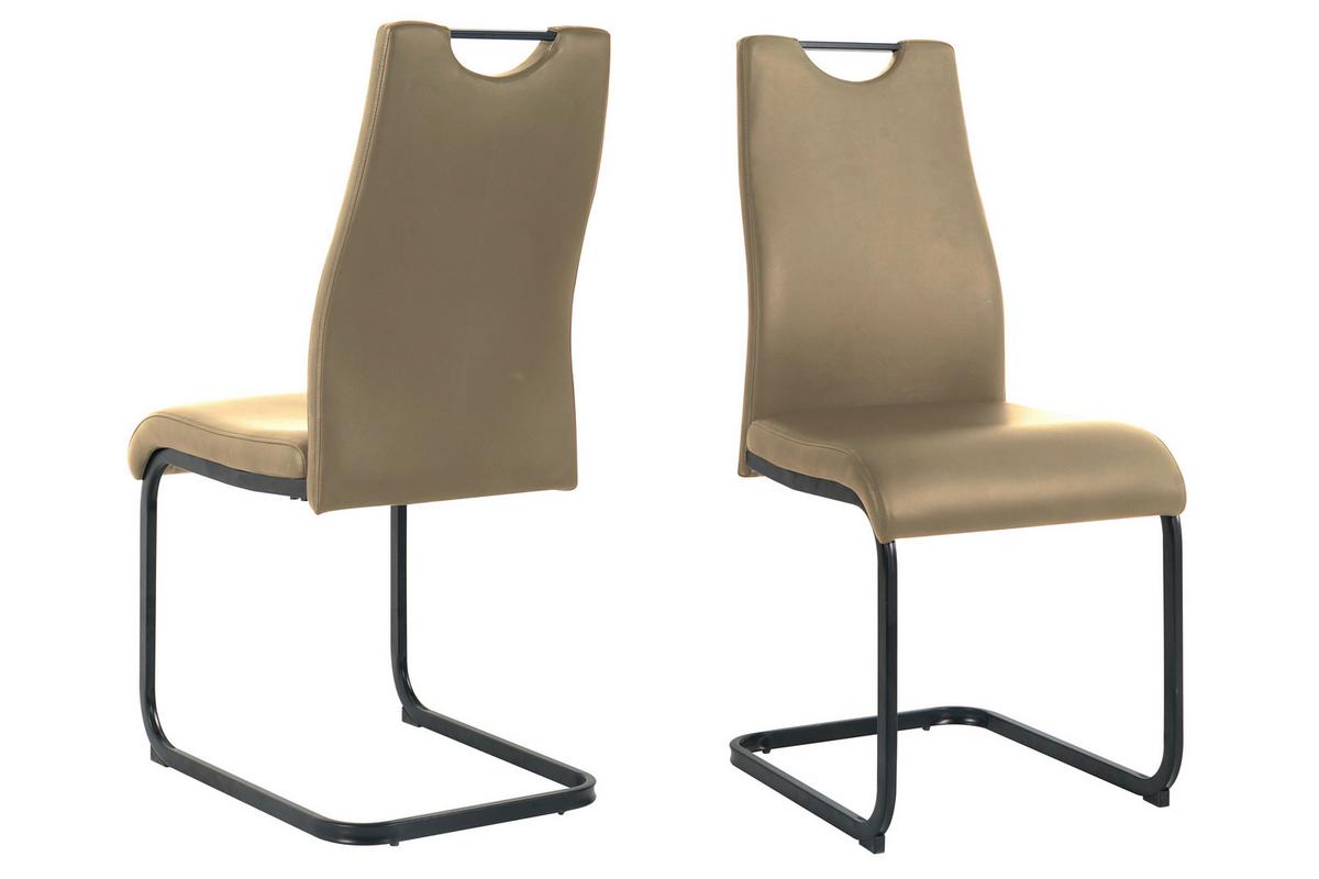 Stuhl-set Lederlook Taupe, B: 42cm - Taupe/Schwarz, Design, Kunststoff/Textil (42/98/56cm) - Livetastic