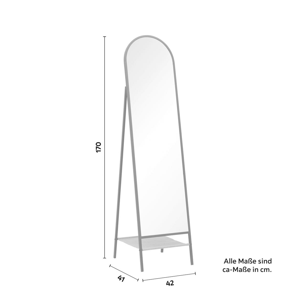 Zrcadlo MELINDA - černá/přírodní barvy, Moderní, kov/textil (42/170/41cm) - P & B