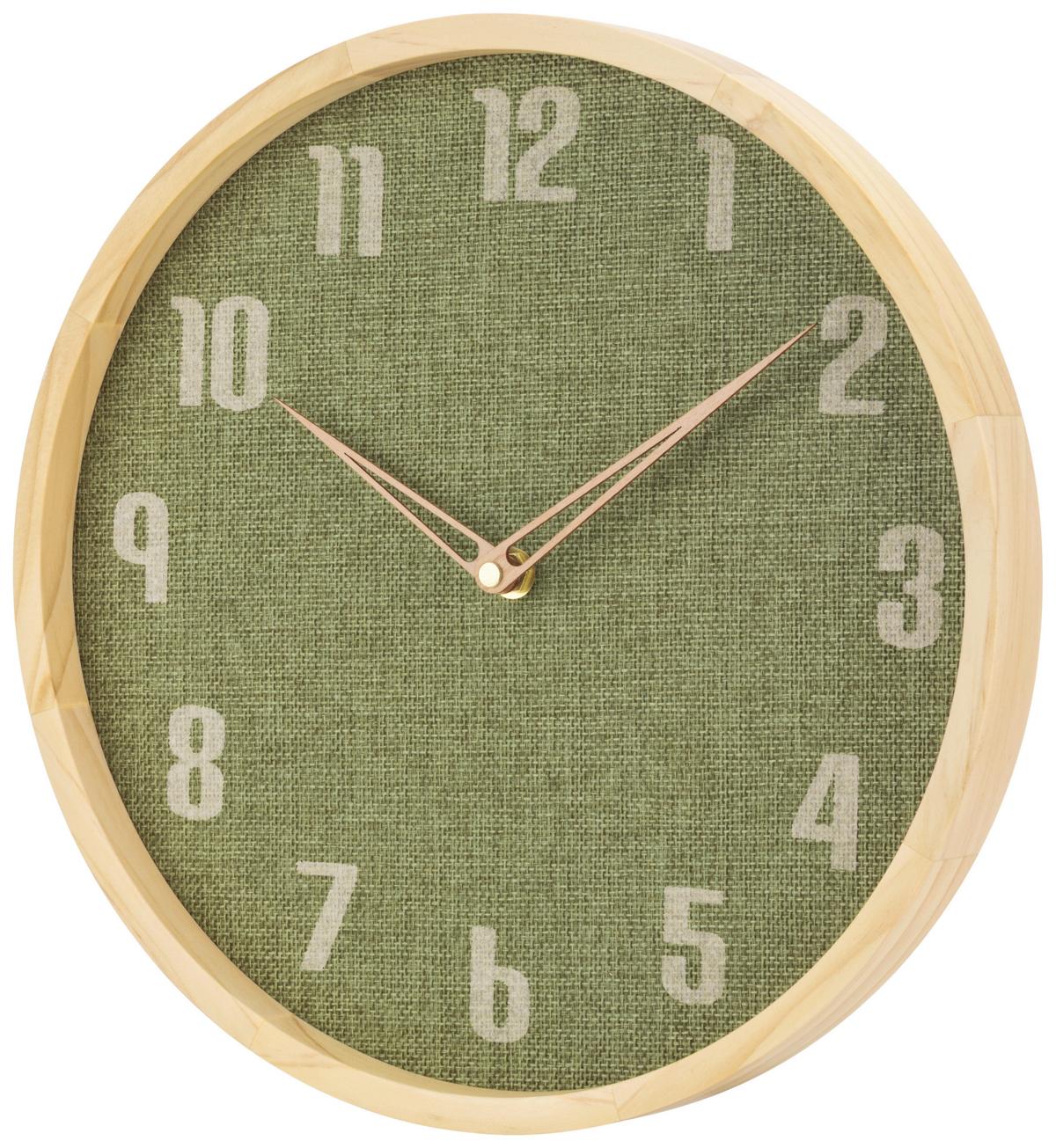 Wanduhr David - Naturfarben/Grün, KONVENTIONELL, Holz/Textil (30/4cm) - James Wood