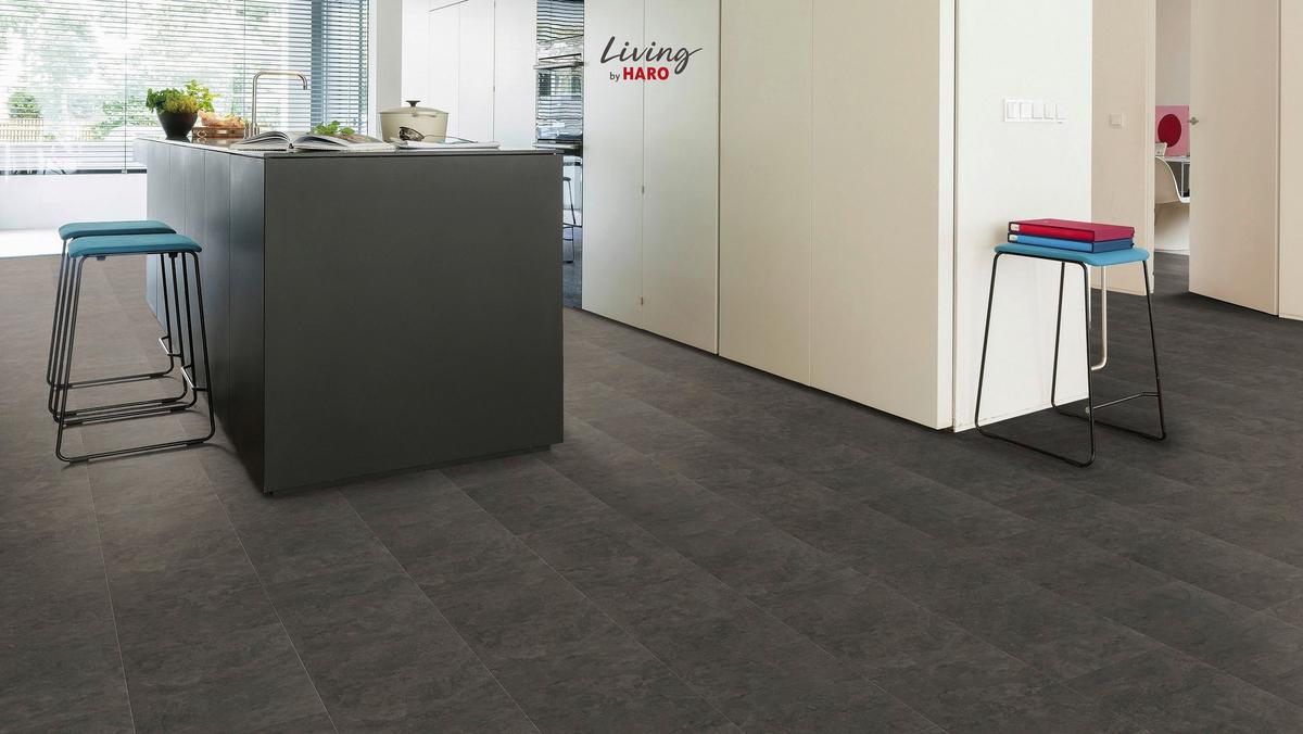 Vinylboden Fliesenoptik Grau /dunkelgrau Klick-Vinyl - Dunkelgrau/Grau, Design, Holzwerkstoff (63,1/31,3/0,65cm) - Living by HARO