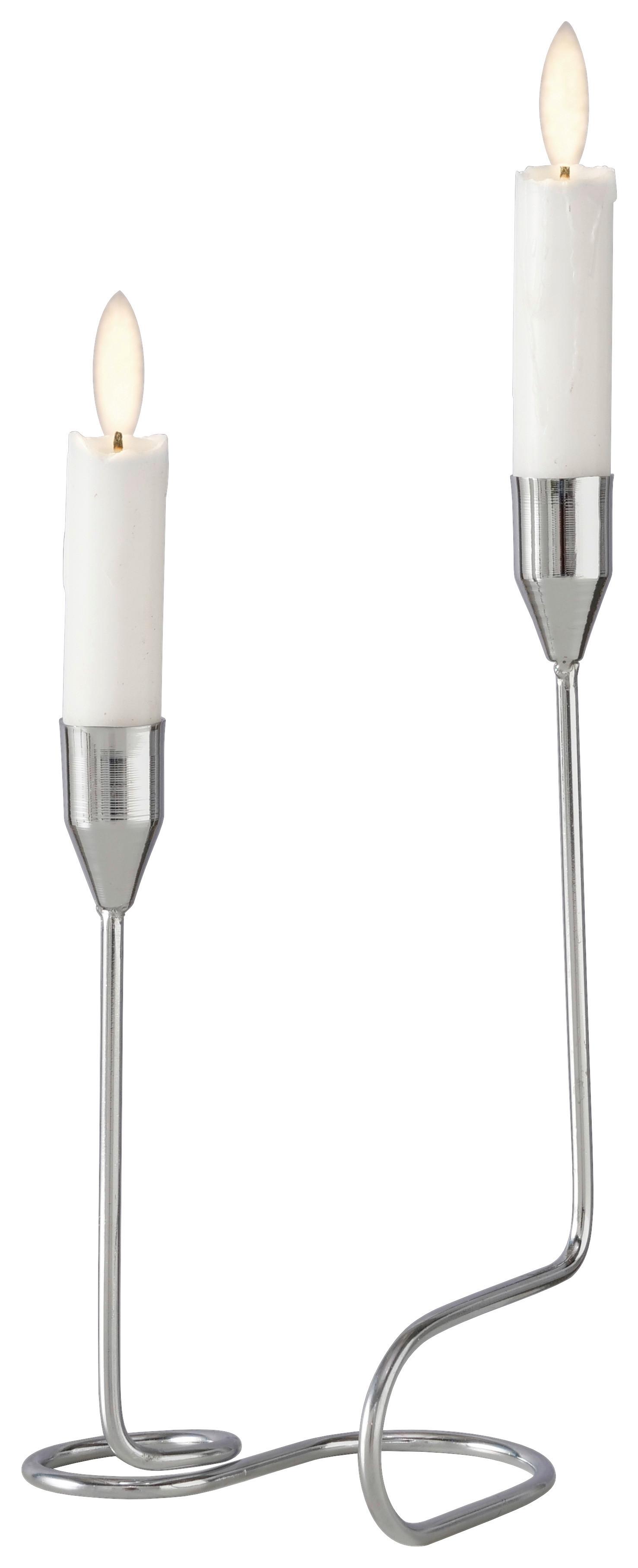 Svietnik na dlhé sviečky TIMON I - strieborná, Modern, kov (12/10/24cm) - Mömax