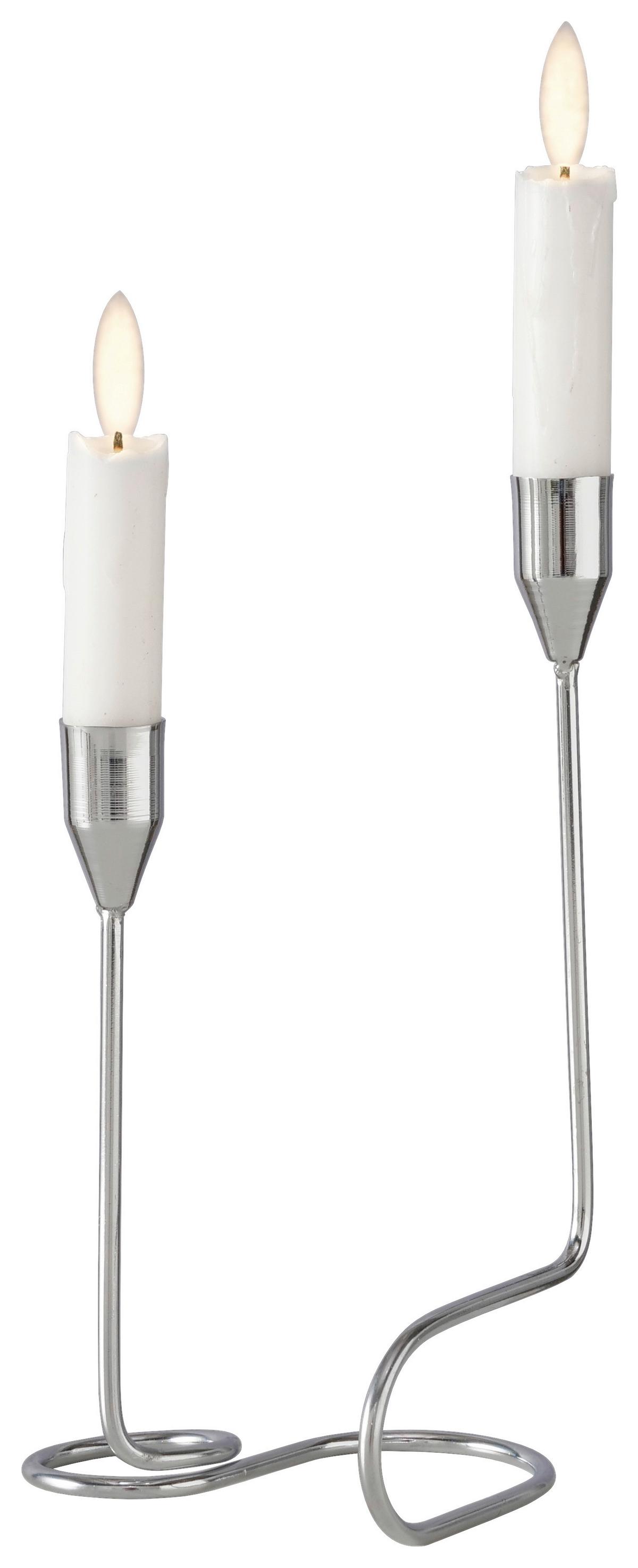 Svietnik na dlhé sviečky TIMON I - strieborná, Modern, kov (12/10/24cm) - Mömax