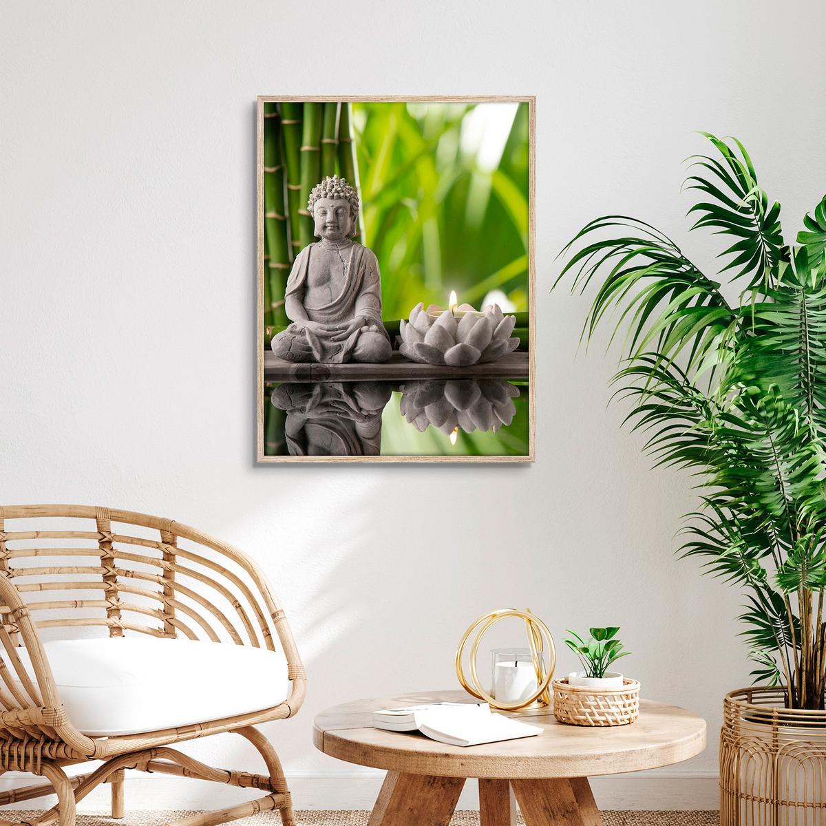 Glasbild Petra - Eichefarben/Multicolor, KONVENTIONELL, Glas/Holzwerkstoff (60/80cm) - Luca Bessoni