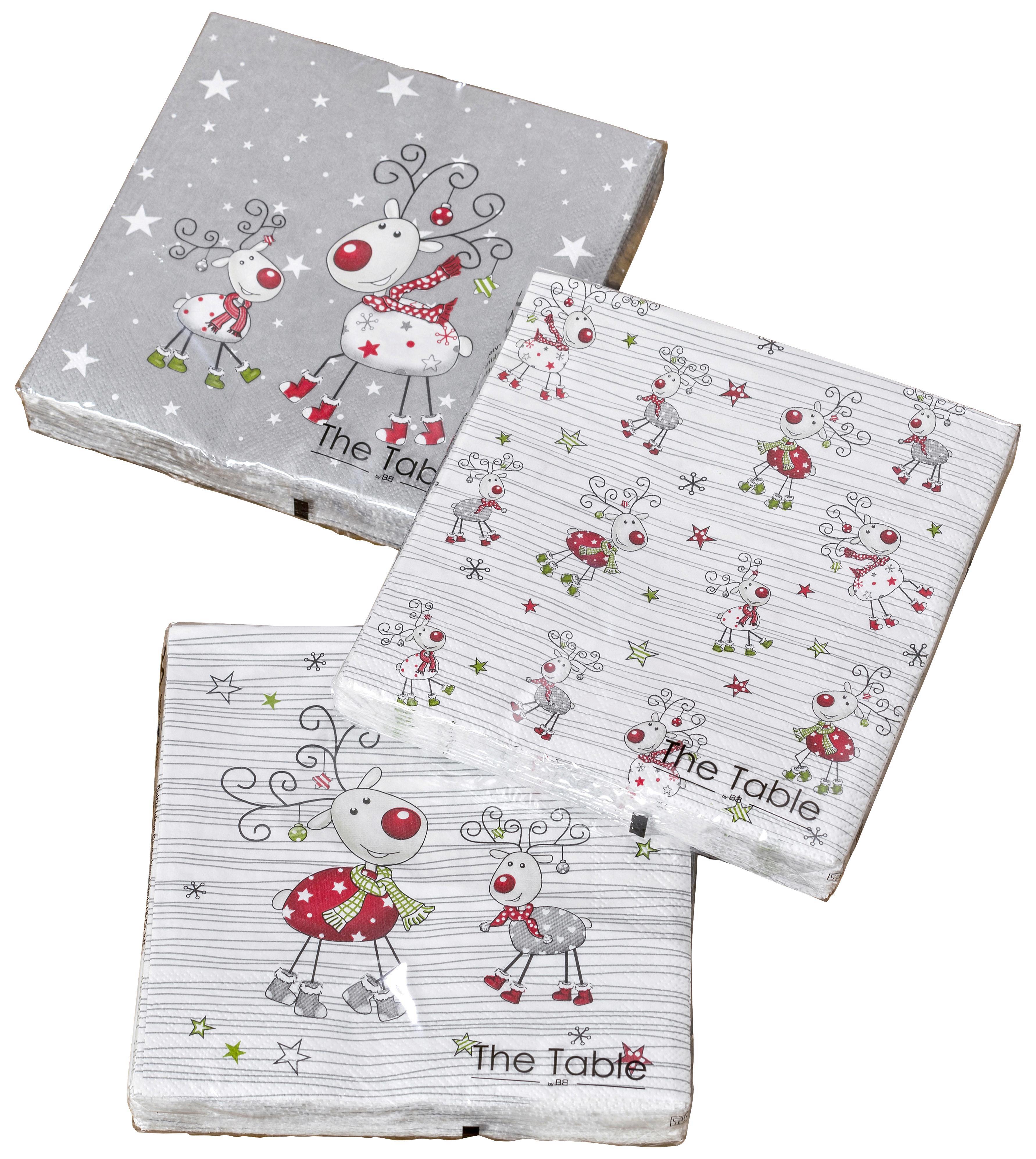 Szalvéta 1007270 - Szürke/Fehér, romantikus/Landhaus, Papír (17/17/2,5cm)