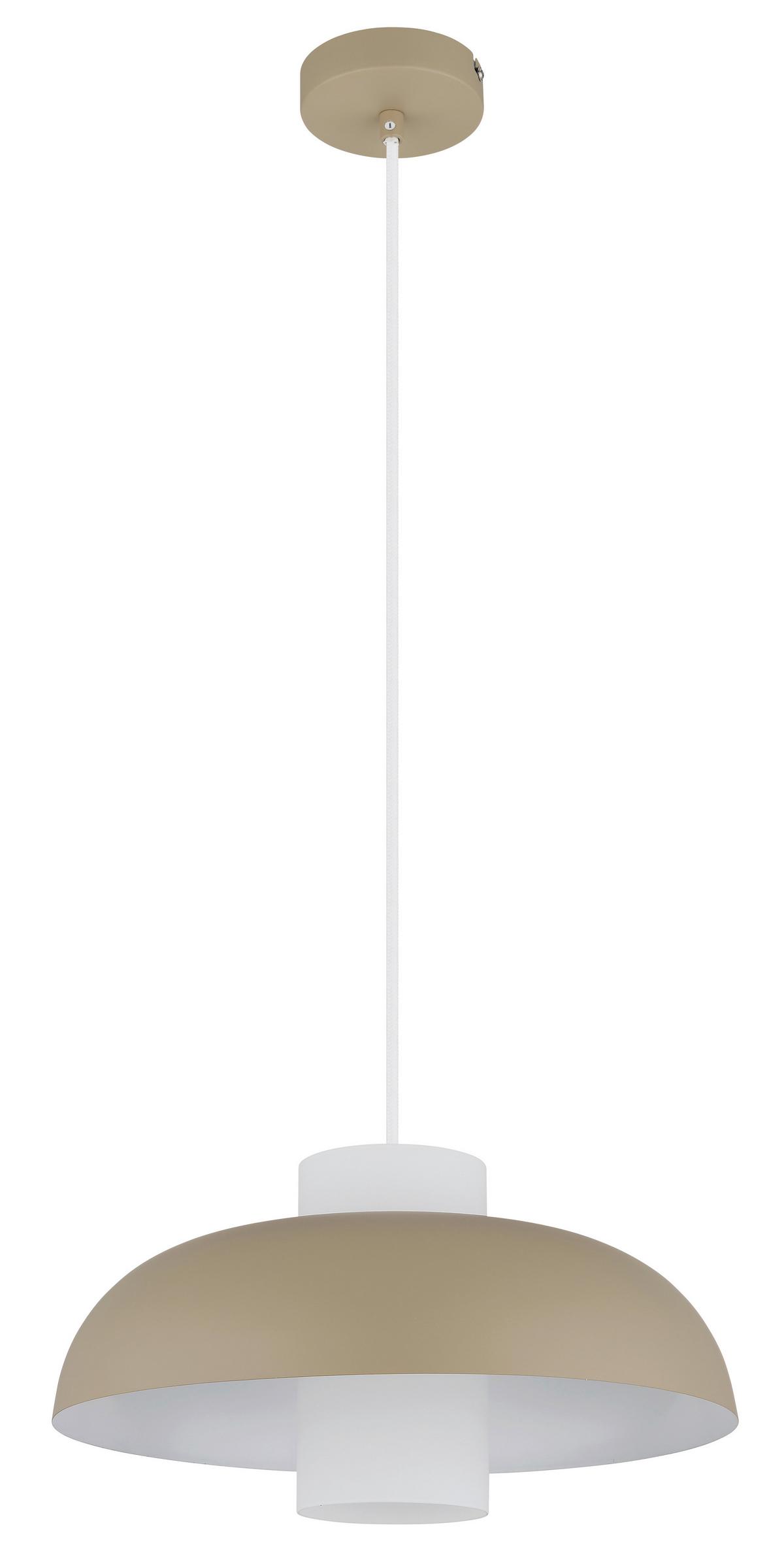 Hängeleuchte 15755sa - Sandfarben/Weiß, Trend, Glas/Textil (38/120cm) - Globo