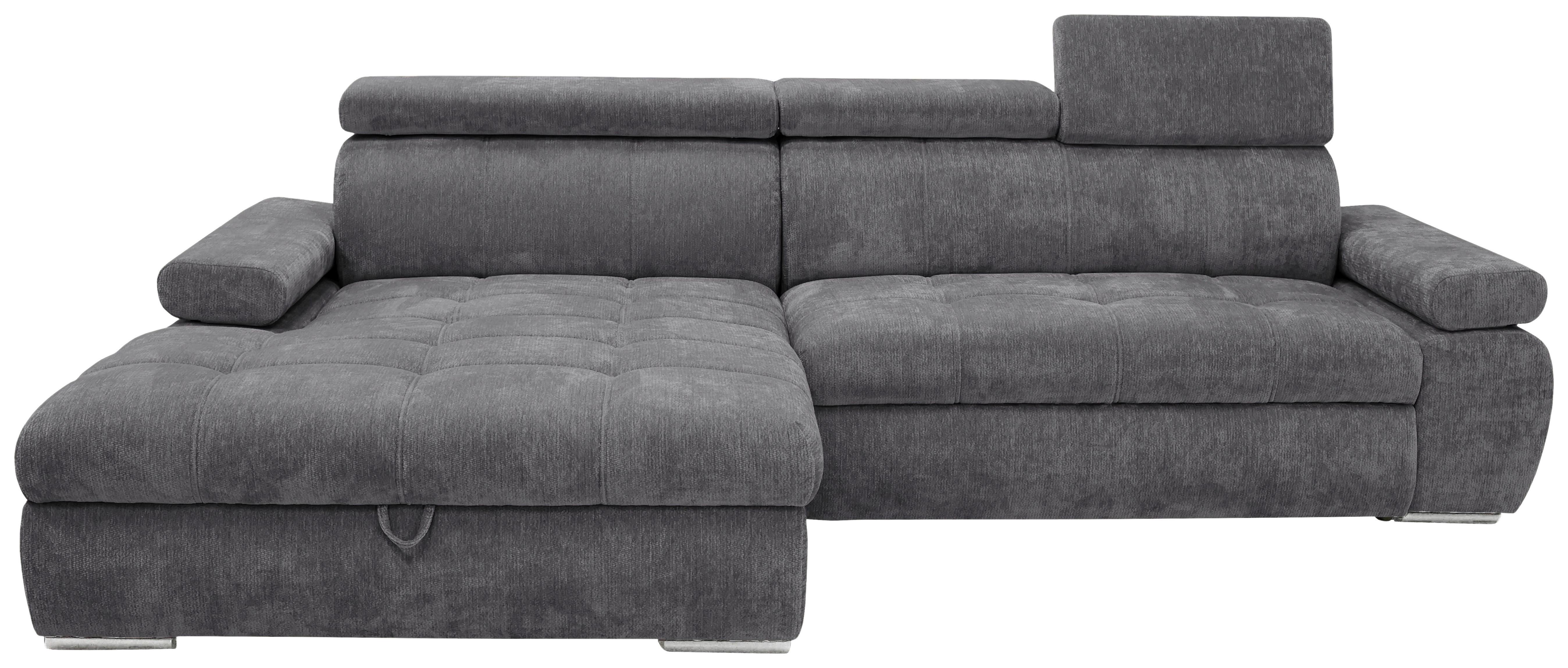 Rohová sedačka VEGAS, levá, tmavě šedá žinylka - barvy stříbra/tmavě šedá, Design, dřevo/textil (173/294cm)