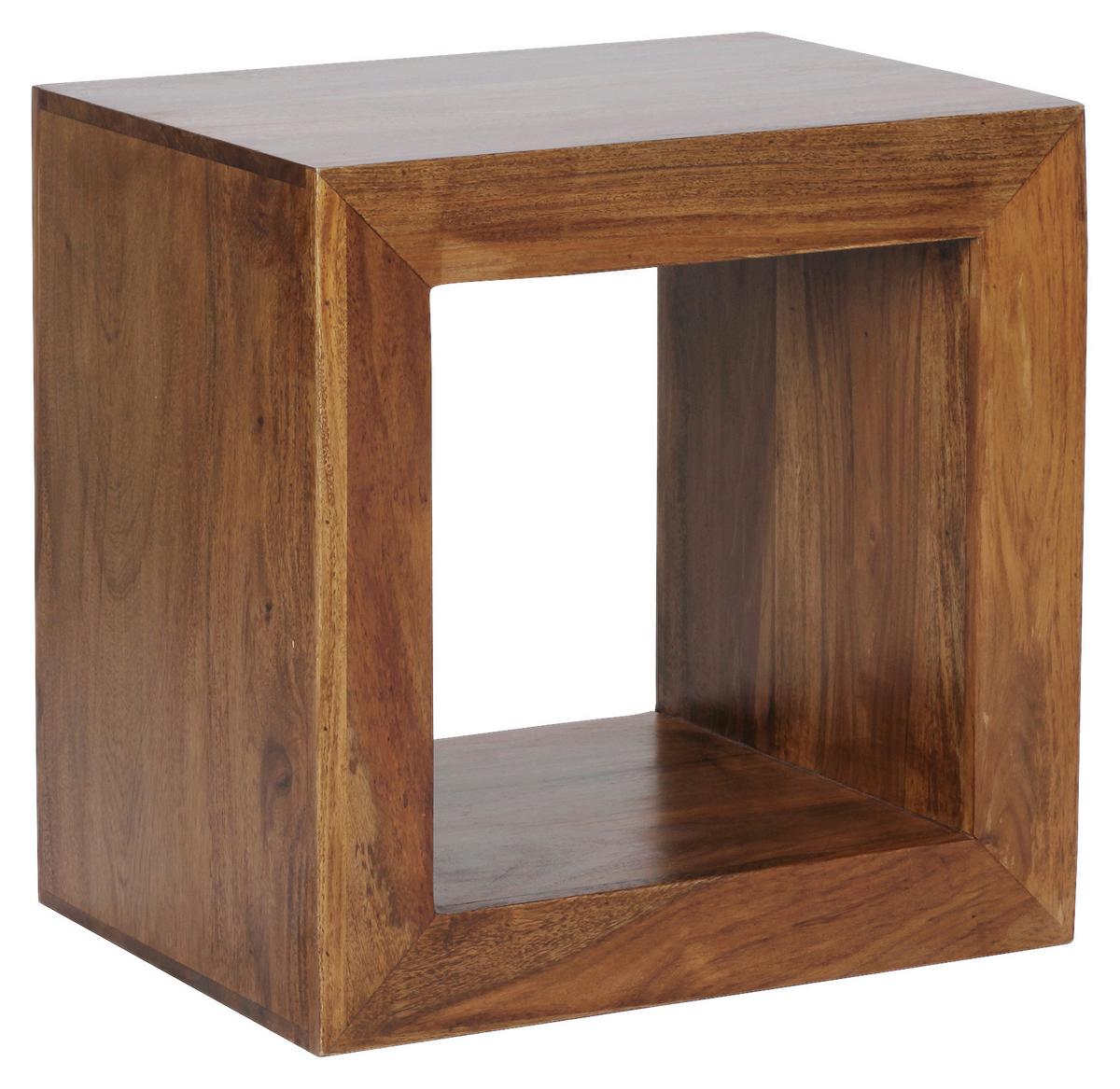 Beistelltisch Holz Massiv Würfelform Mumbai, Sheesham - Sheeshamfarben, Design, Holz (44/33/44cm) - MID.YOU