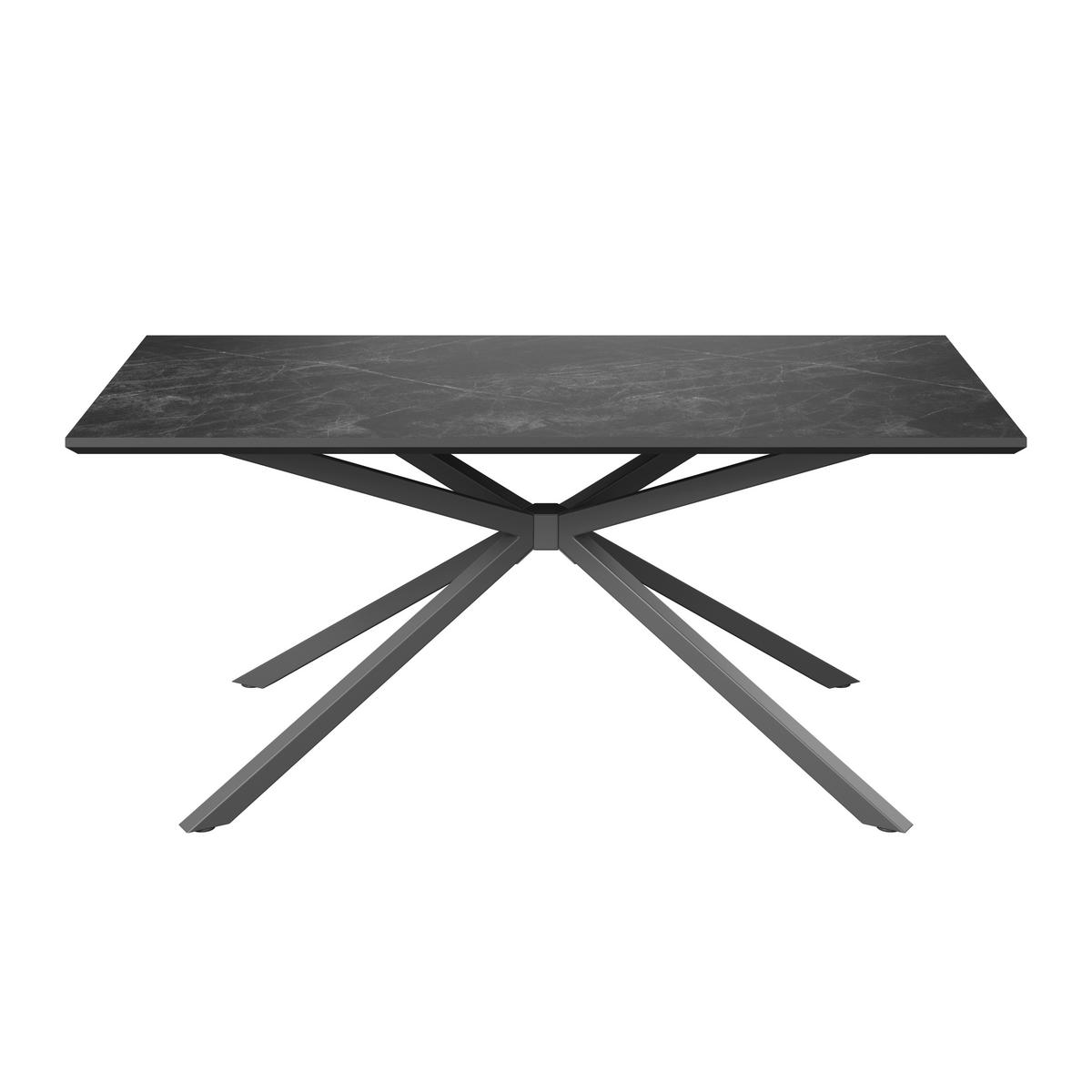 Esstisch James 180 Melamin dunkelgrau, B:180cm - Dunkelgrau/Schwarz, Trend, Holzwerkstoff/Metall (180/76/90cm)