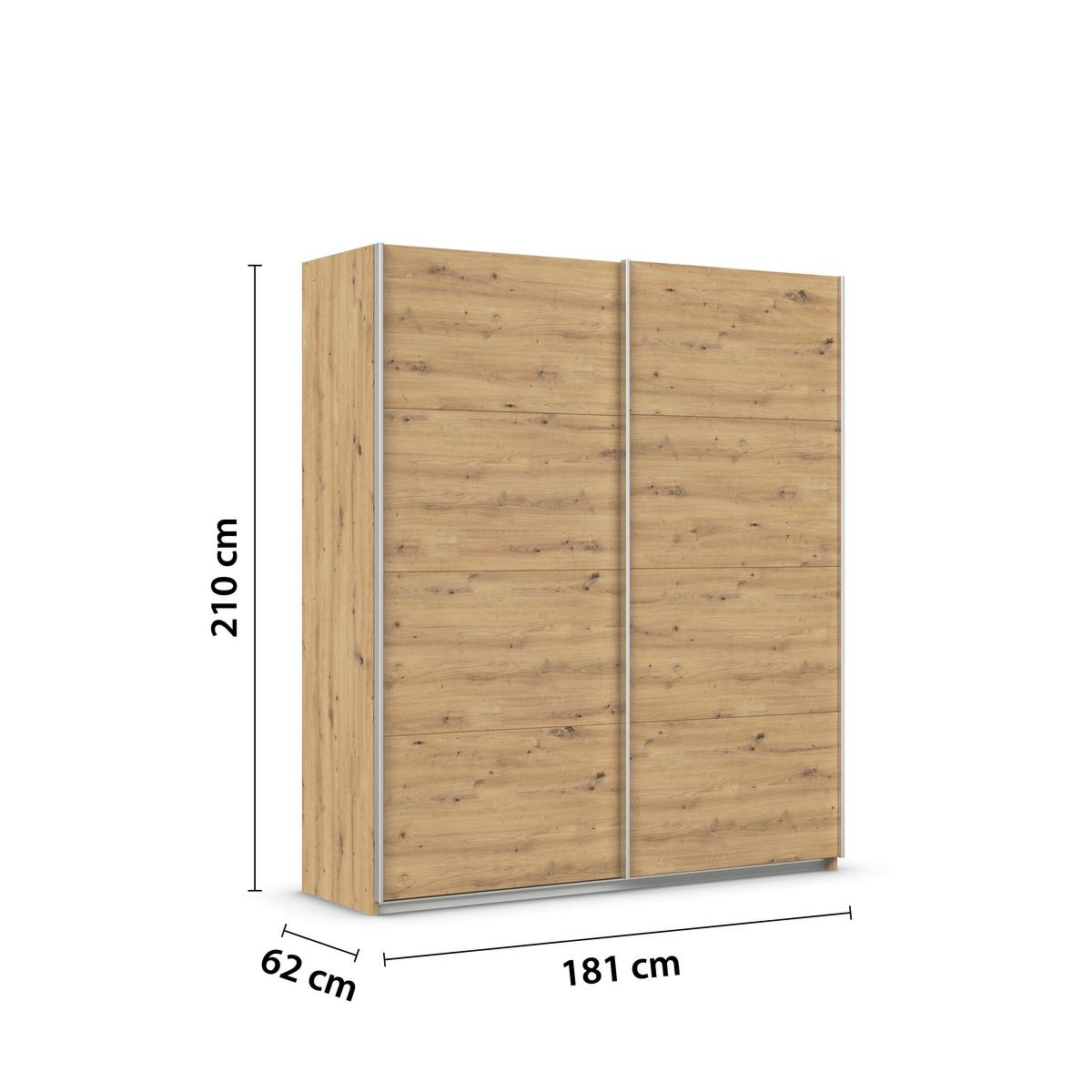 Schwebetürenschrank B: 181cm Feldkirch Eiche Dekor - Eiche Artisan, MODERN, Holzwerkstoff (181/210/62cm)