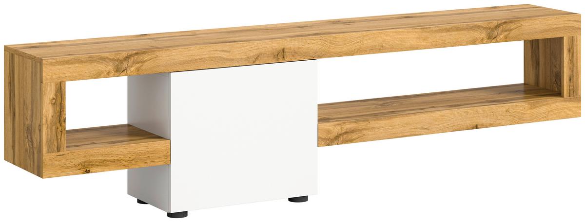 Lowboard Samba Weiß, Eiche Dekor B: 190 Cm - Eichefarben/Schwarz, Design, Holzwerkstoff (190/51/30cm) - MID.YOU