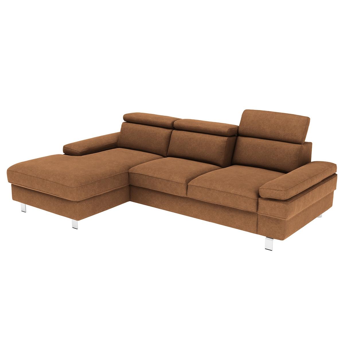 Ecksofa Elvis, Braun S: 182x259 Cm - Silberfarben/Braun, KONVENTIONELL, Textil (182/259cm) - Trendmanufaktur