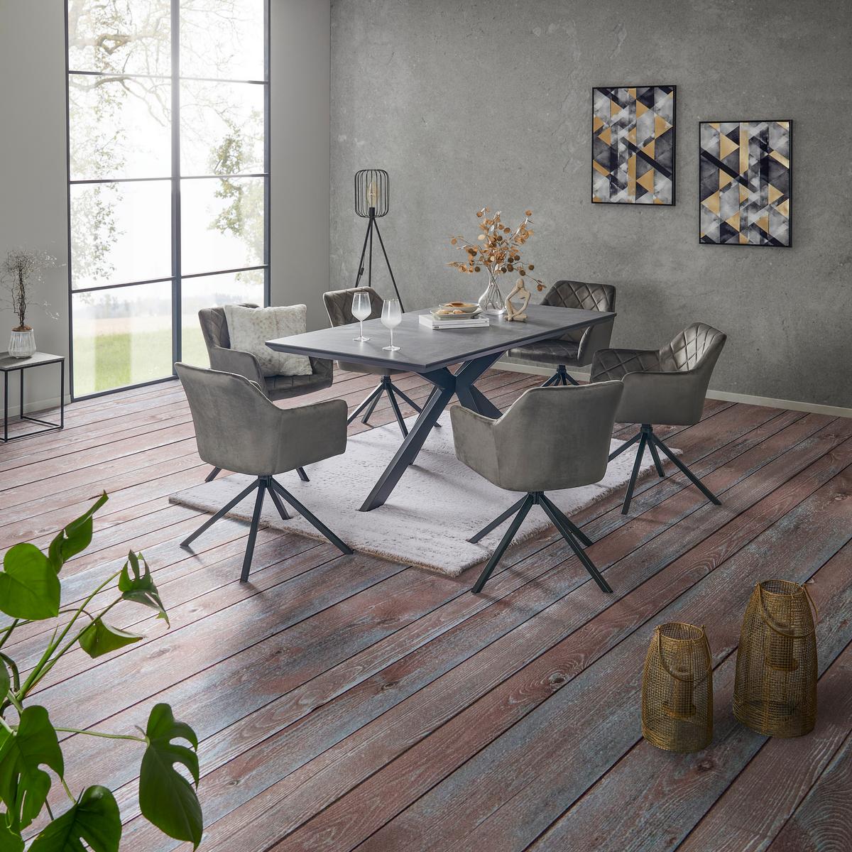 Esstisch Steve 1 180x90 Cm Schwarz - Schwarz, MODERN, Keramik/Holzwerkstoff (180/76/90cm)