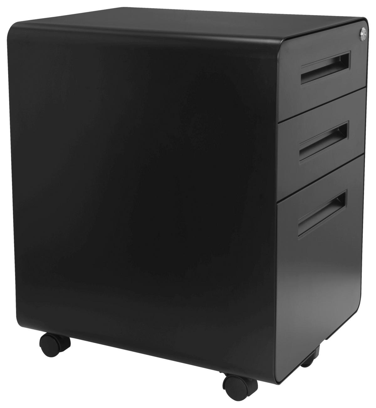 Rollcontainer Color Plus I Schwarz - Schwarz, MODERN, Kunststoff/Metall (40/60/50cm) - MID.YOU