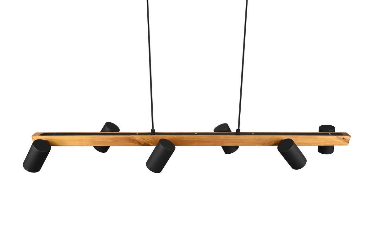 Hängeleuchte Marley H: 150 Cm 6-Flammig, Echtholz Kiefer - Schwarz, Basics, Holz/Metall (115/20/150cm) - Trio Leuchten