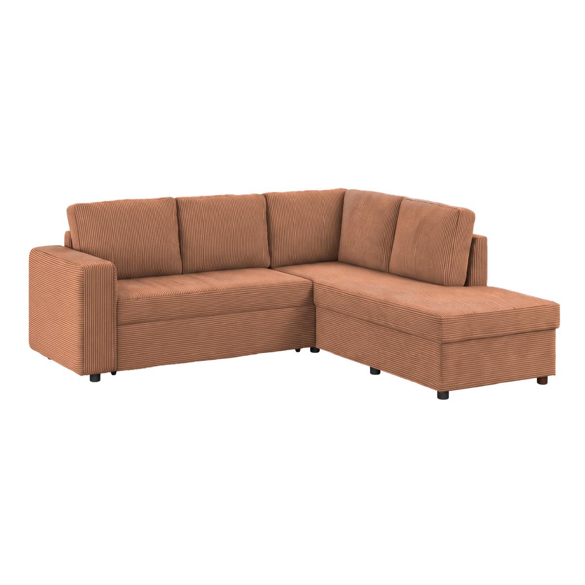 Ecksofa mit Schlaffunktion Toulouse terracotta, 224x206cm - Terracotta/Schwarz, Trend, Holz/Holzwerkstoff (224/206cm)
