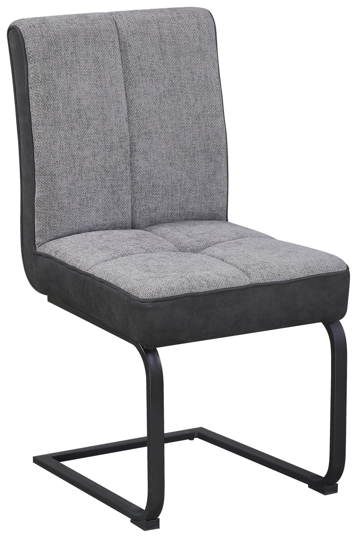 Schwingstuhl Pag - Hellgrau/Schwarz, KONVENTIONELL, Textil/Metall (49/91/60cm) - MID.YOU