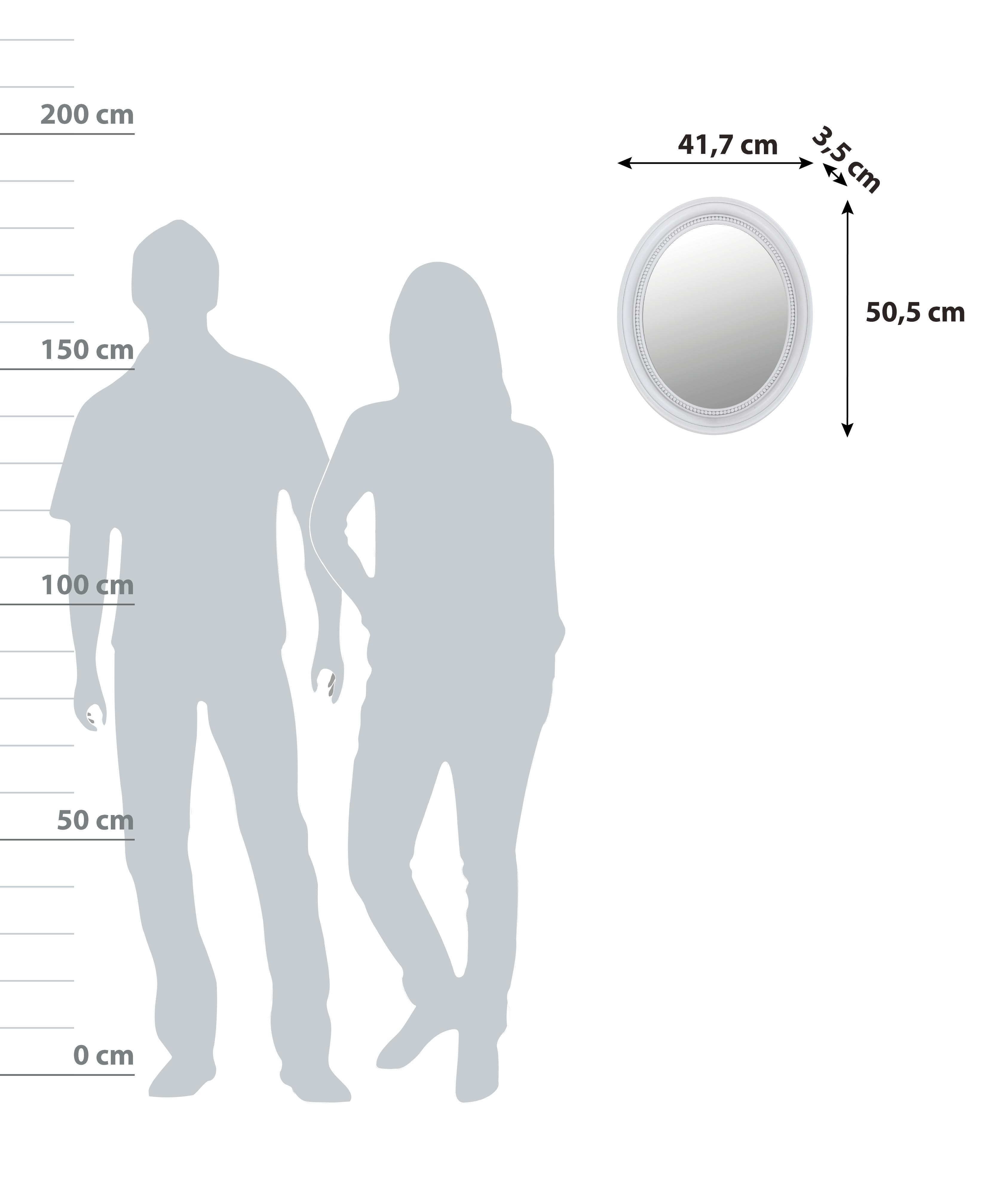 Wandspiegel Jakob Oval BxH: 42x51 cm mit Rahmen Weiß - Weiß, MODERN, Glas/Kunststoff (41,7/50,5/3,5cm)