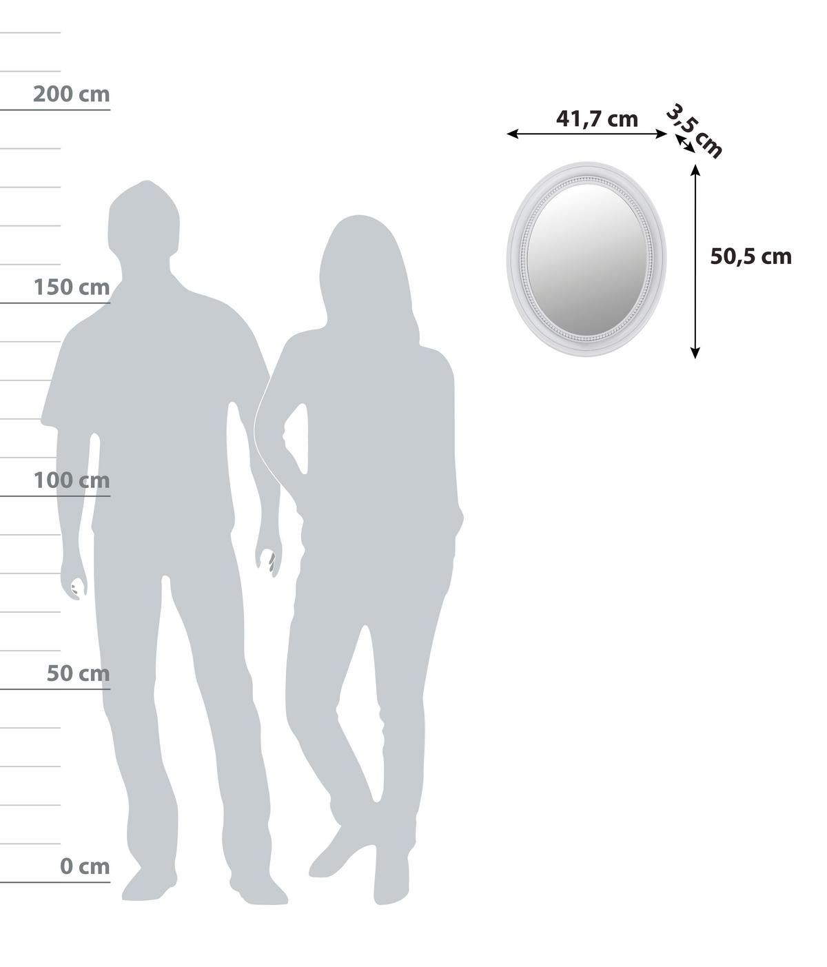 Wandspiegel Jakob Oval Bxh: 41,7x50,5 Cm Mit Rahmen Weiß - Weiß, MODERN, Glas/Kunststoff (41,7/50,5/3,5cm)