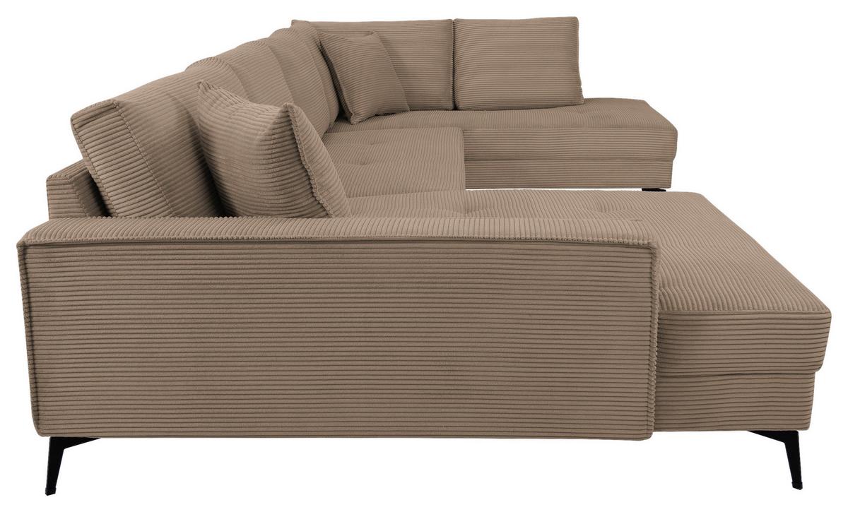 Wohnlandschaft Zero Braun U-Form 195x362x173cm - Graubraun/Schwarz, Trend, Textil (173/362/195cm)