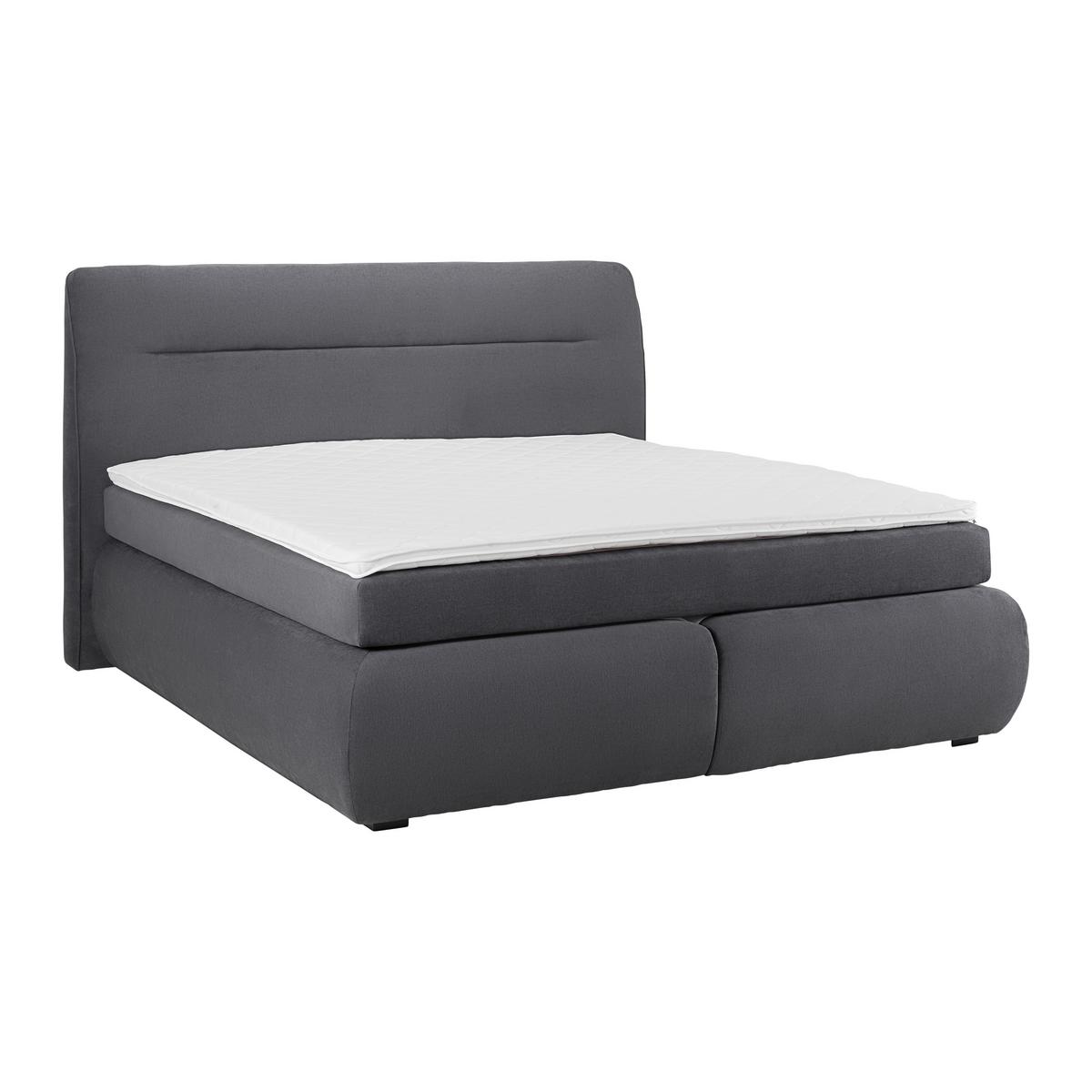 Postel Boxspring s topperem Bella, 180x200 - šedá/černá, Moderní, dřevo/textil (180/200cm) - Bessagi Home