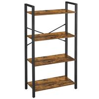 Nástenná knižnica IRON - hnedá/čierna, Basics, kov/kompozitné drevo (66/120/30cm) - Boxxx