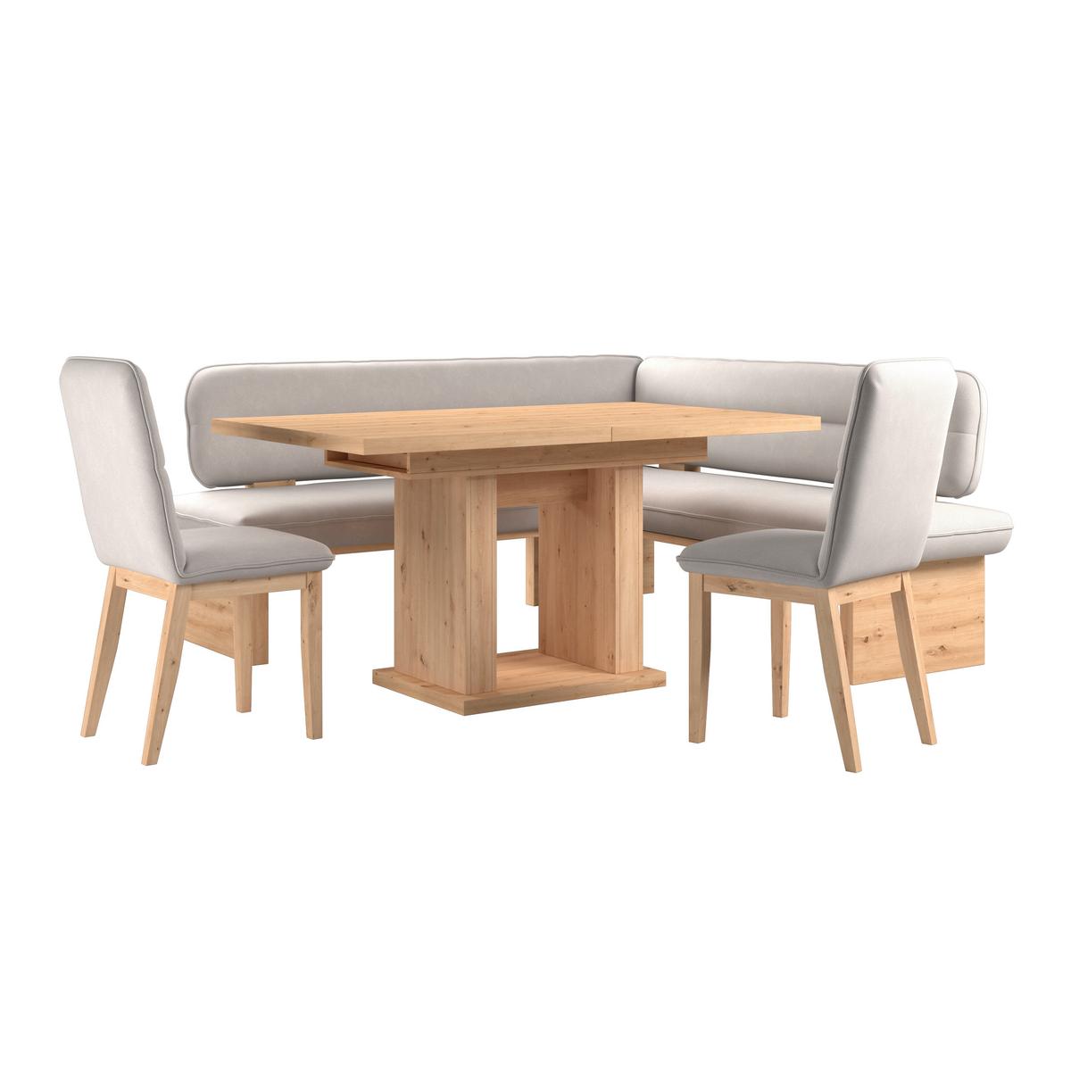 Eckbank Beluna Ii Webstoff Weiß, B: 232cm - Eichefarben/Weiß, KONVENTIONELL, Holz/Textil (232/170cm) - James Wood