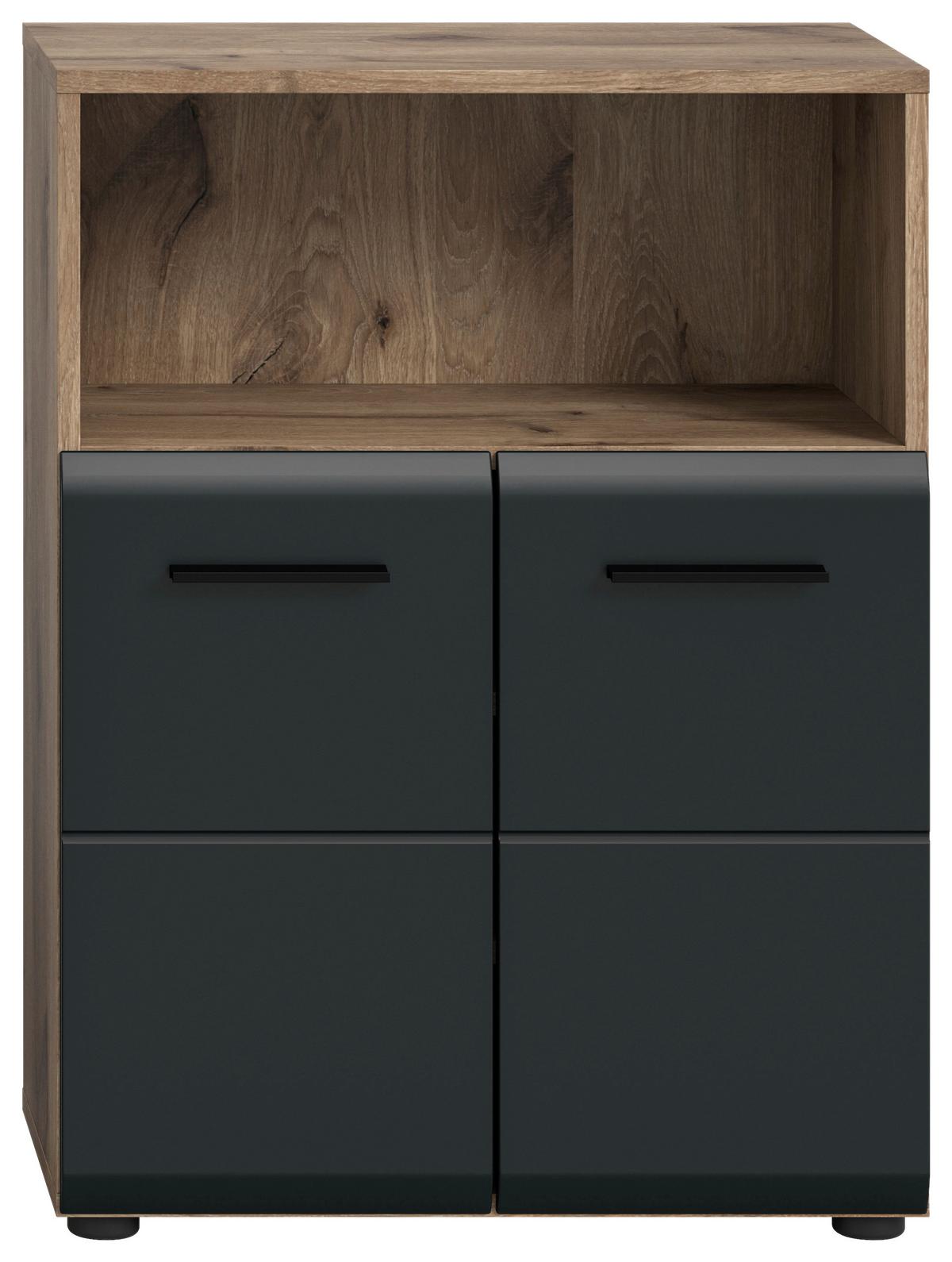 Midischrank Ice Schwarz/Eiche Dekor B: 60cm - Eiche dunkel/Schwarz, Basics, Holzwerkstoff (60/80/30cm) - MID.YOU