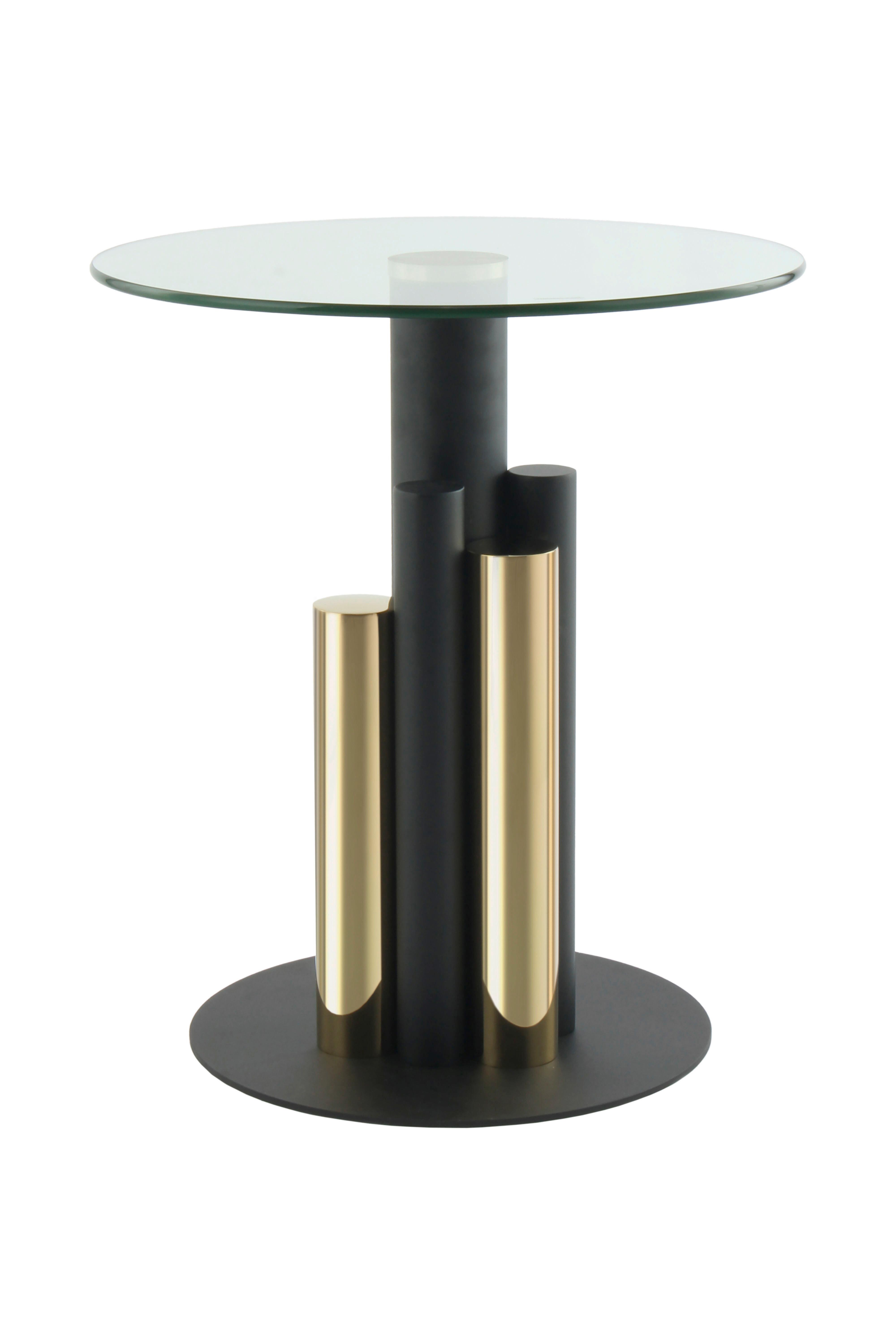 PRÍRUČNÝ STOLÍK ZOMOU-GLD - zlatá, Modern, kov/sklo (46/46/52cm) - Kayoom