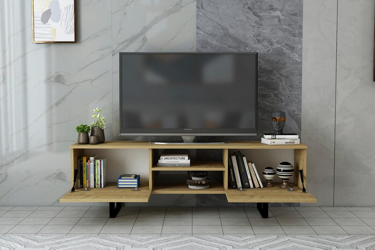 Lowboard Zeus Tv-Schrank - Eichefarben/Walnussfarben, Design, Holzwerkstoff (160/50/35cm) - Livetastic