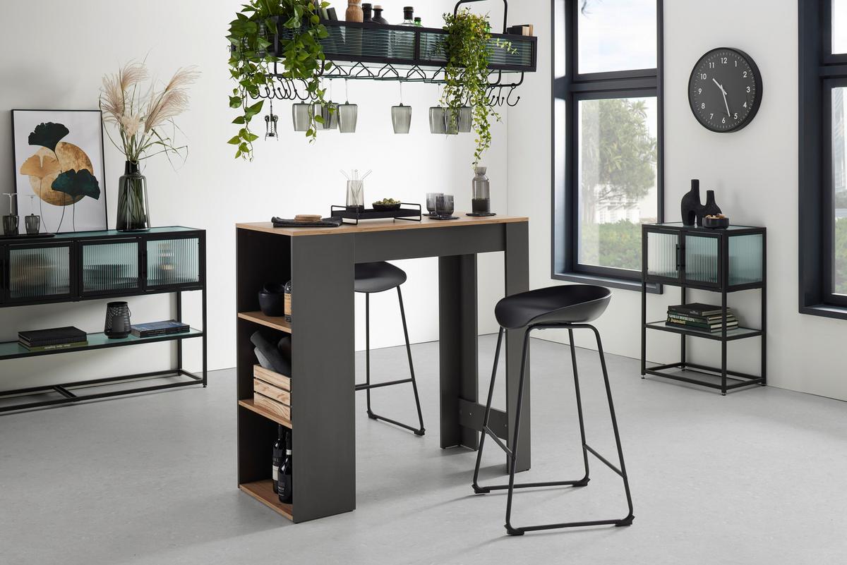 BAROVÝ STÔL DANDY 115X50CM - čierna/antracitová, Modern, drevo/plast (115/108/50cm)