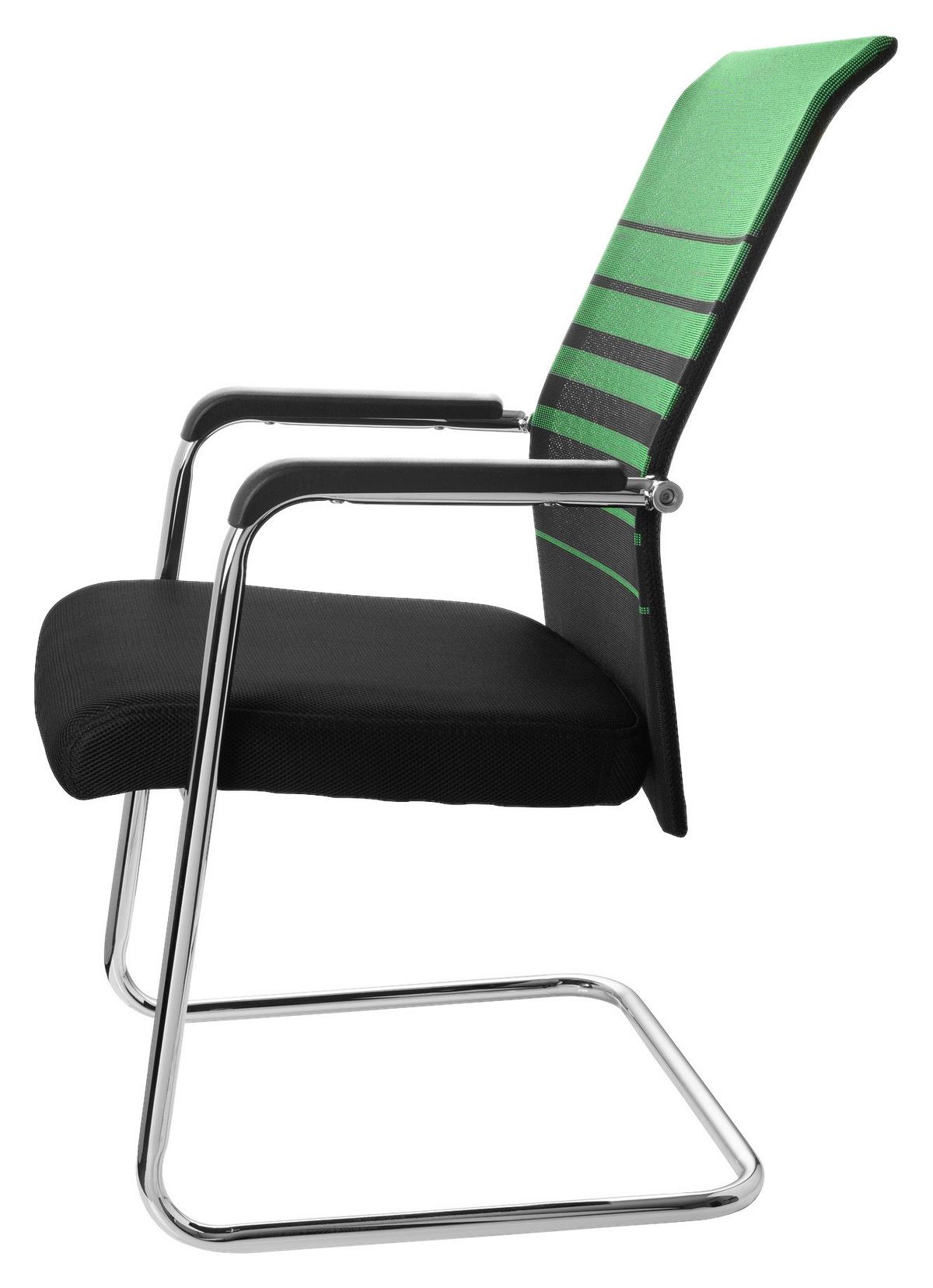 Besucherstuhl mit Armstützen Grün/Schwarz Bis 120 Kg - Chromfarben/Schwarz, MODERN, Kunststoff/Textil (57/104/55cm) - MID.YOU