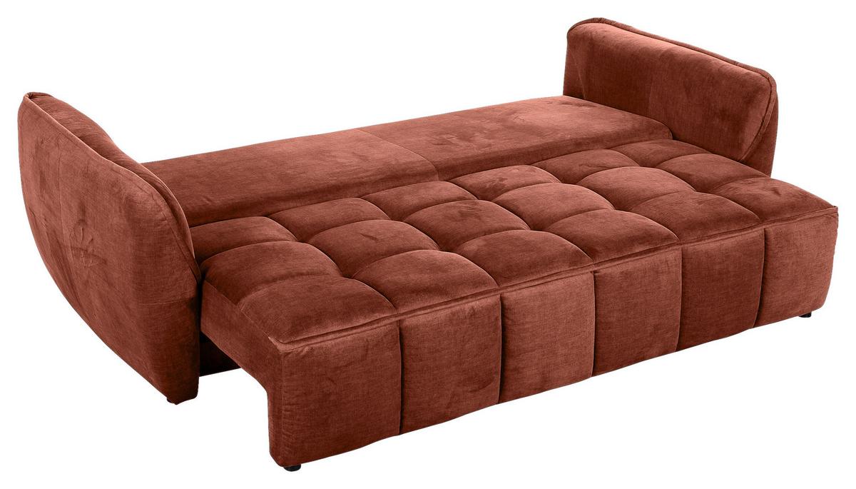 2-Sitzer-Sofa Mit Schlaffunktion Meyford B:250cm - Rostfarben/Schwarz, KONVENTIONELL, Textil (250/70/118cm) - MID.YOU