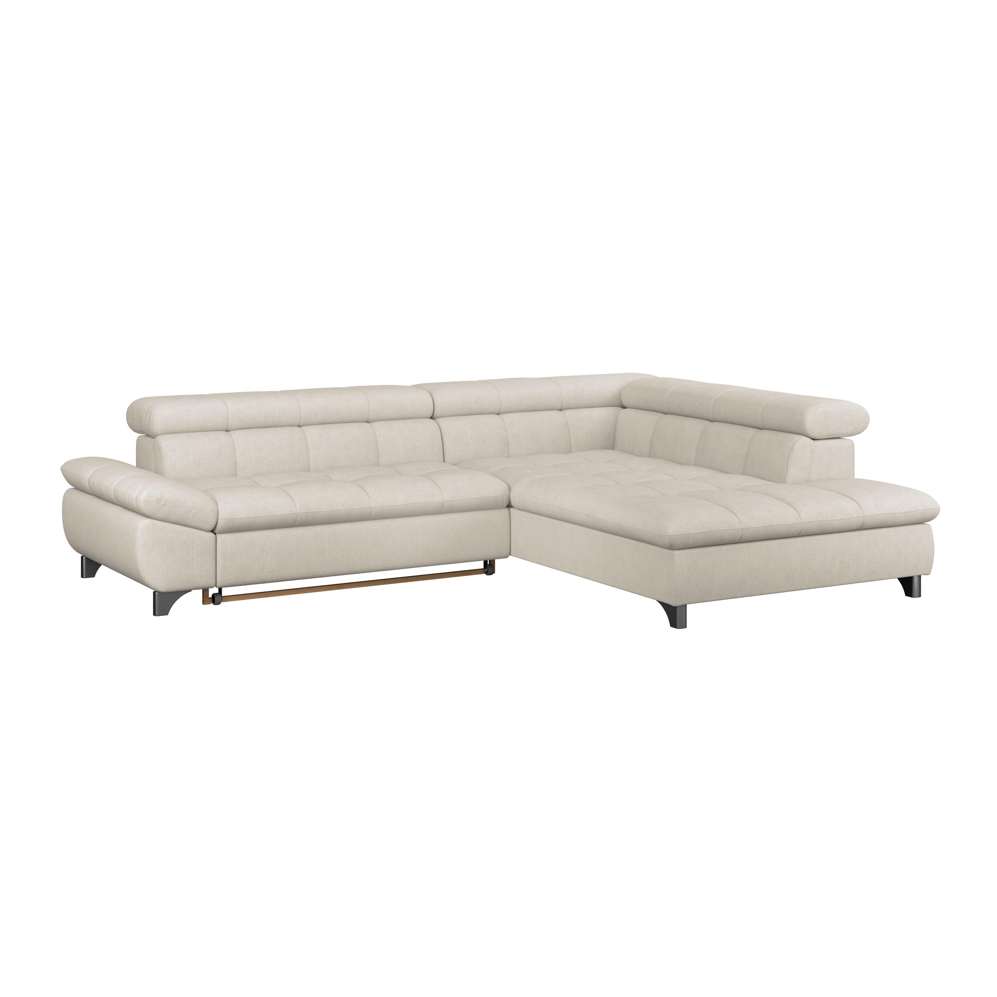 Rohová sedačka GEMINI S, pravá, béžová ženilka - chrómová/béžová, Konventionell, kov/textil (312/234cm)