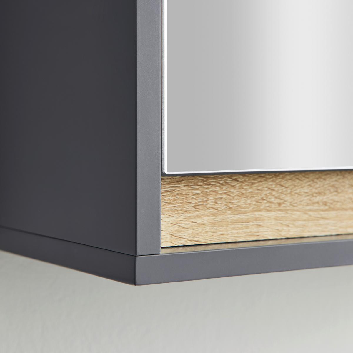 Závěsní skřiňka MASSIMO tm.šedá/dřevodekor - barvy stříbra/tmavě šedá, Moderní, sklo (60/70/18cm) - Bessagi Home