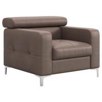 Polstersessel Sammy Hellbraun Leder - Chromfarben/Hellbraun, Design, Leder (99/78-92/106cm) - Livetastic