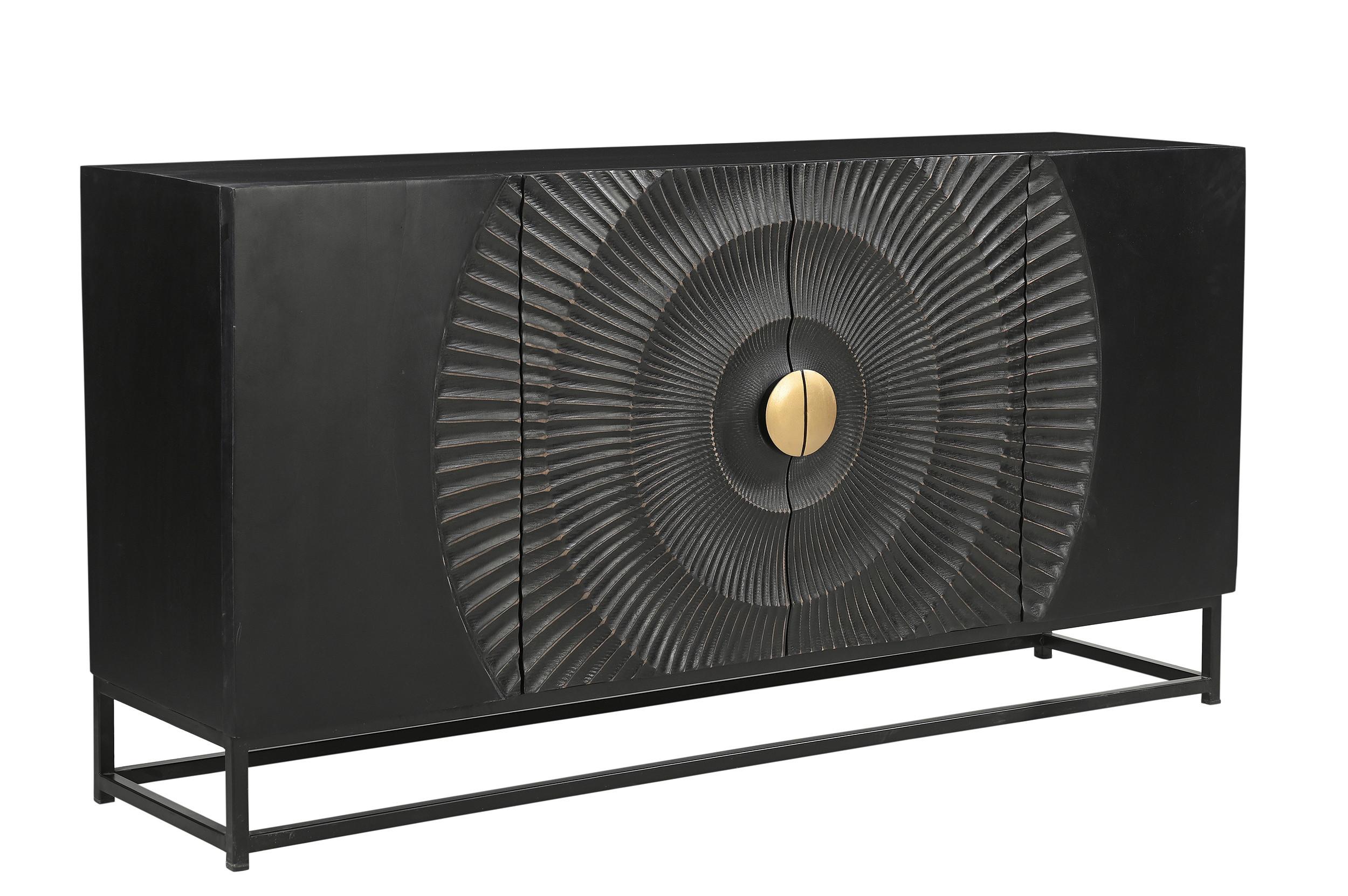Sideboard Schwarz/Goldfarben B: 150cm - Goldfarben/Schwarz, Design, Holz/Metall (150/75/38cm) - MID.YOU