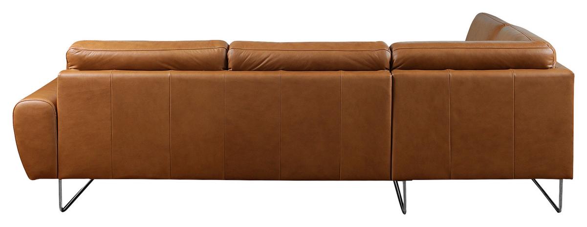 Ecksofa Spring Cognac Chrom S: 250x273 Cm - Chromfarben/Cognac, Design, Leder (250/273cm) - Livetastic