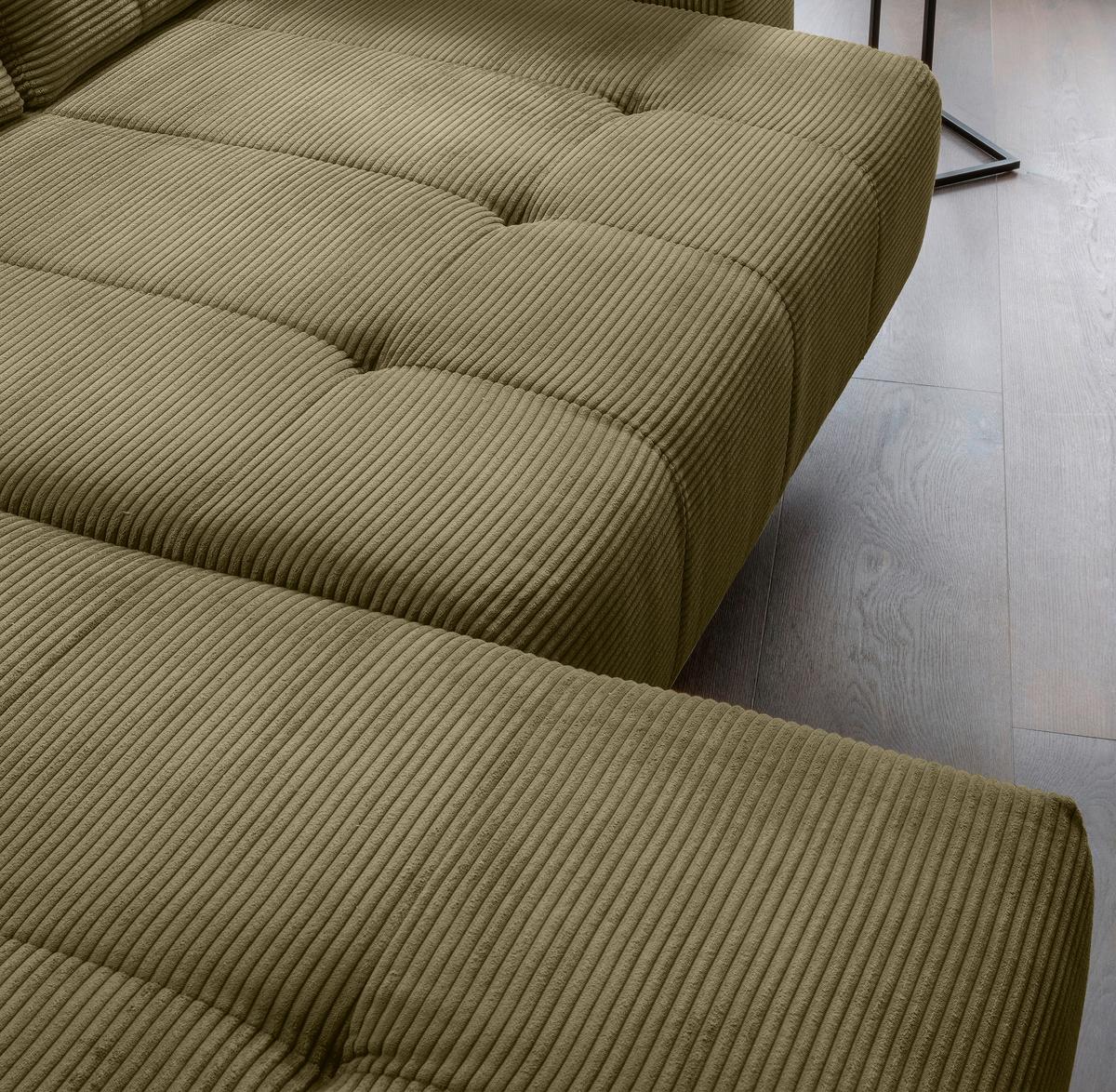Ecksofa Fiore, Olivgrün S: 200x272 cm - Schwarz/Olivgrün, MODERN, Textil (200/272cm) - Livetastic