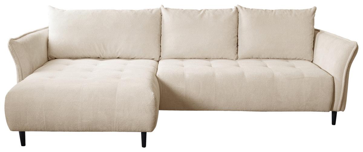 Ecksofa Monte Carlo Creme S: 290x160 cm - Creme/Schwarz, Trend, Holz/Holzwerkstoff (290/160cm)