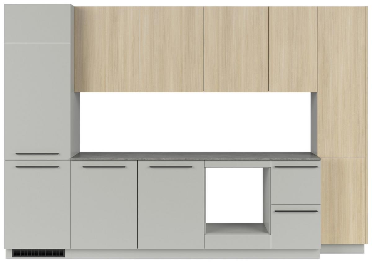 Küchenblock Milino Medium B-Chg-Sbe - Eichefarben/Graphitfarben, Basics, Holzwerkstoff (345cm) - Visiona