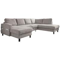 Sedačka MELANIE U, pravá, šedobílá, úl.prostor a lůžko - černá/šedobílá, dřevo/textil (148/298/198cm) - MID.YOU